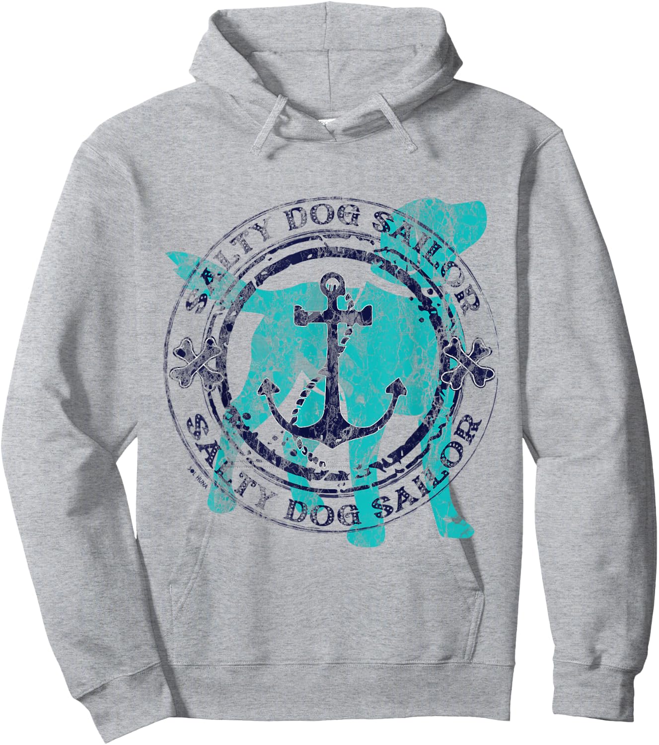 Salty Dog Sailor - Nautical Anchor with Bones and Dog Hoodie - Hoodie | Ash