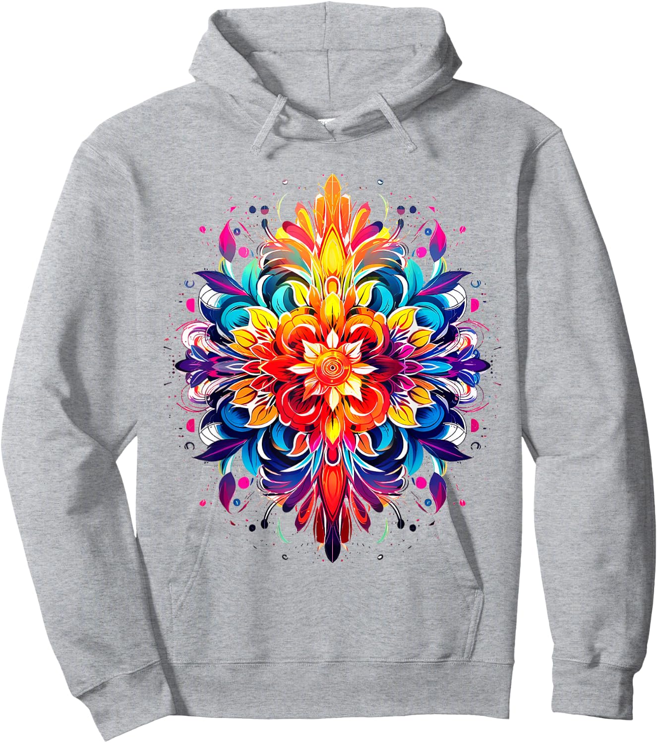Mandala Colorful Graphic Flower Abstract Mandala Hoodie - Hoodie | Ash