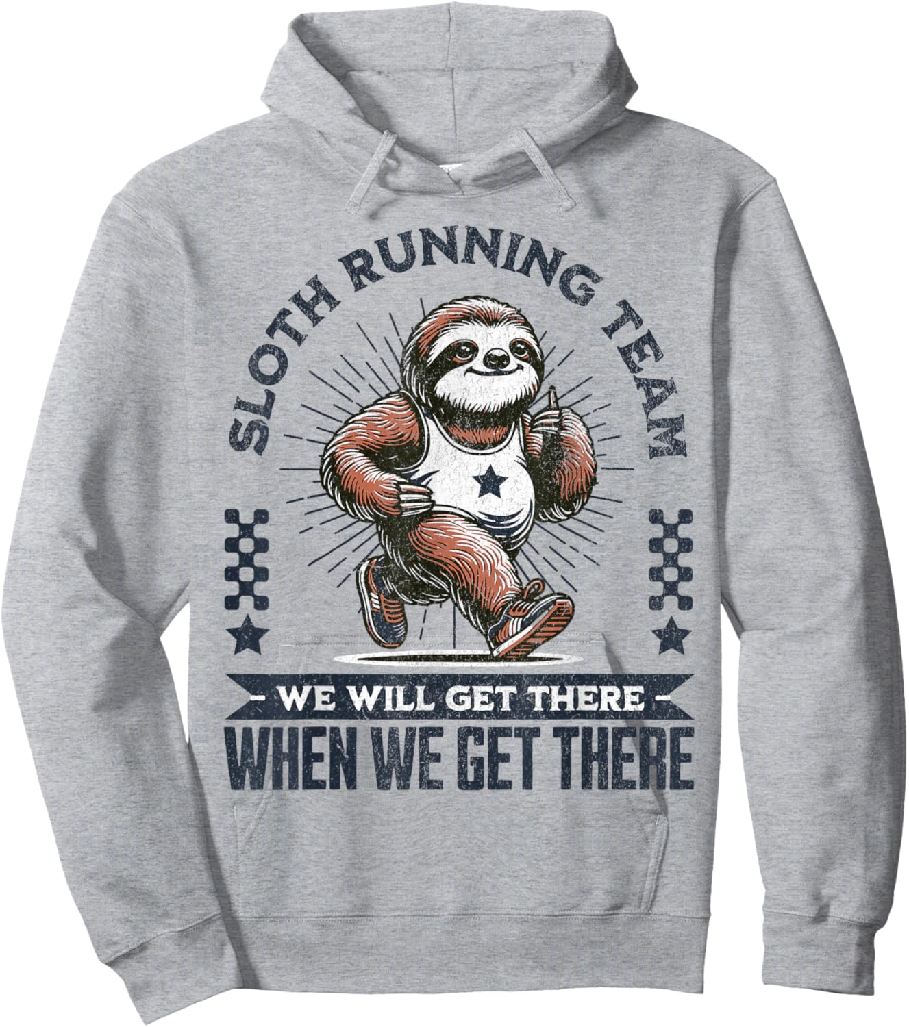 Funny Vintage Sloth Running Team Marathon Runners Jogging Hoodie - Hoodie | Ash