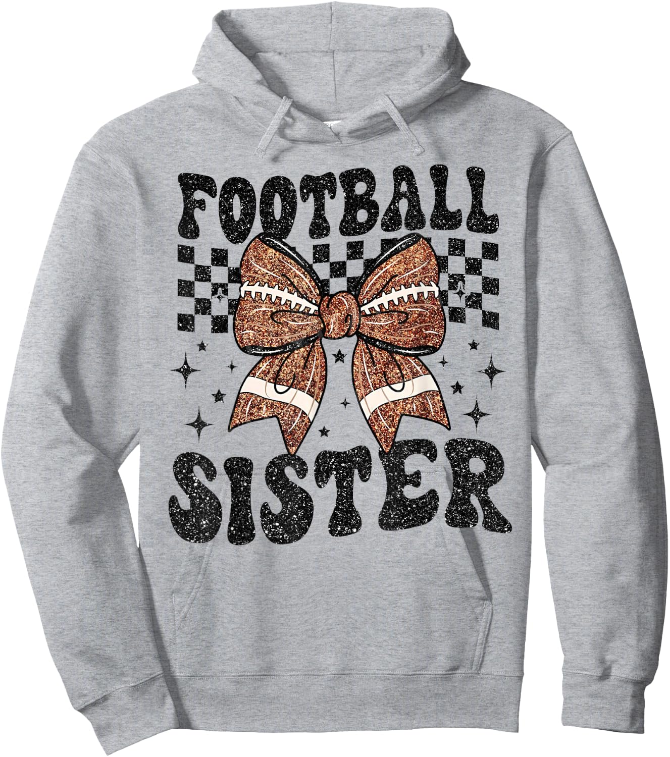 Coquette Bow American Football Sister Game Day Thanksgiving Hoodie - Hoodie | Ash