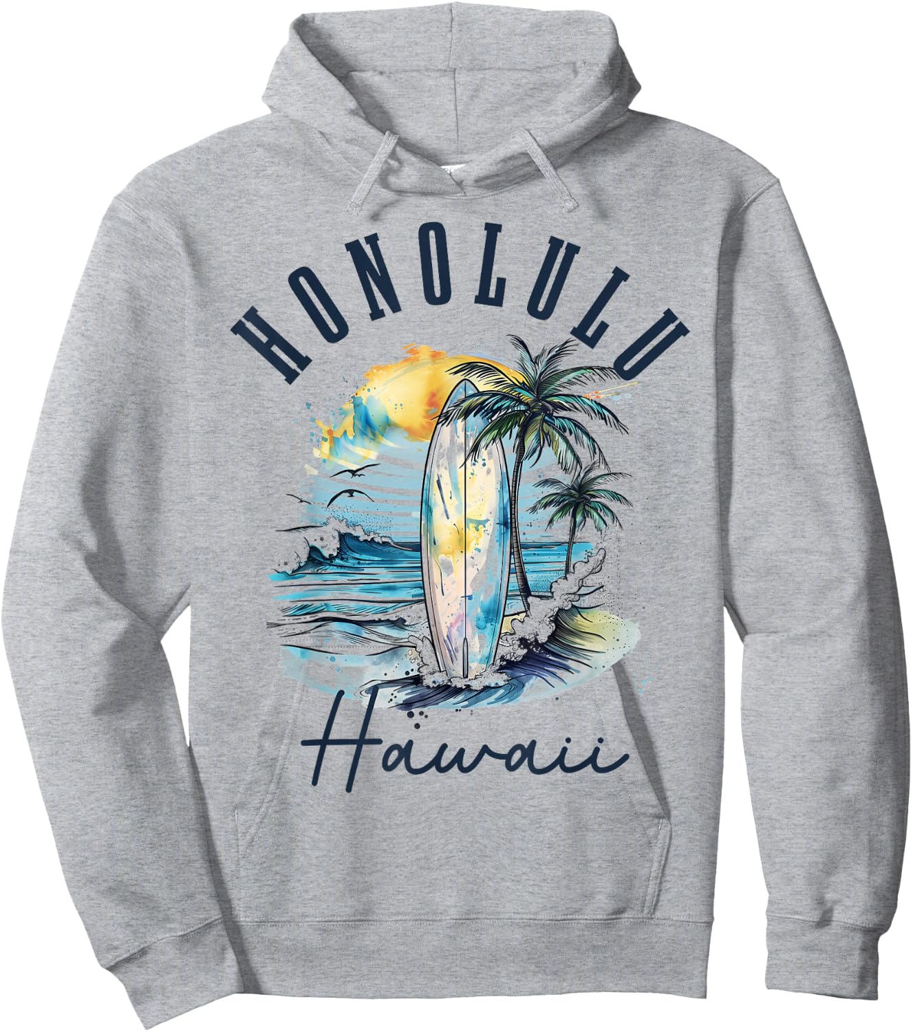 Honolulu Hawaii Hawaiian Surf Vintage Surfing Surfer Hoodie - Hoodie | Ash