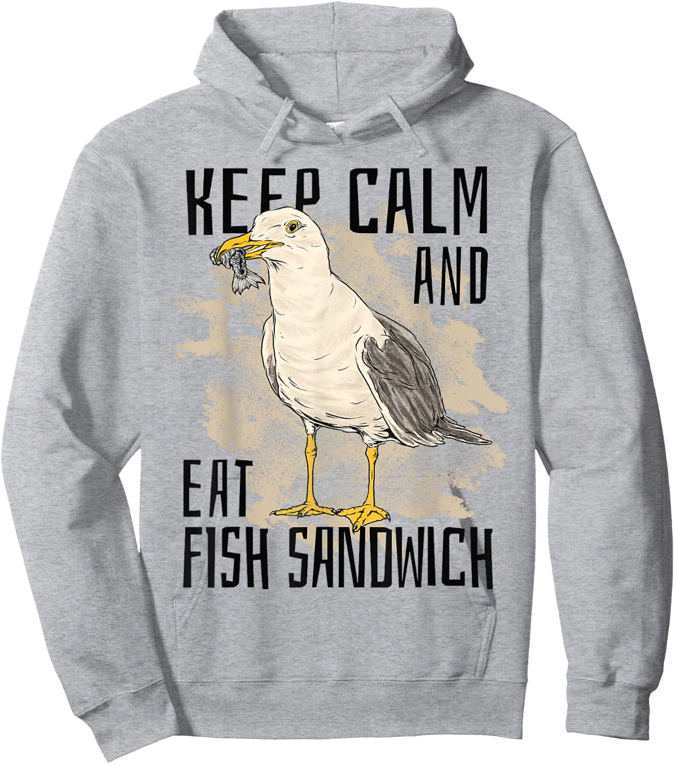Keep Calm Eat Fish Sandwich Seagull Bird Sea Ocean Men Women Kids Hoodie - Hoodie | Ash