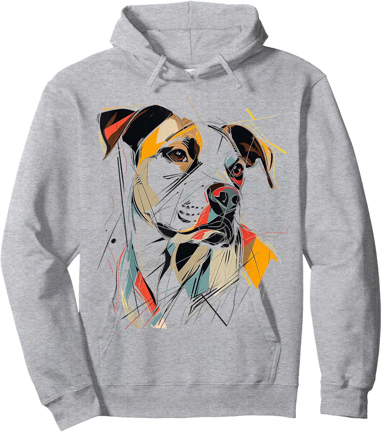 Pitbull Abstract Pet Drawing Illustration Animal Pitbull Hoodie - Hoodie | Ash