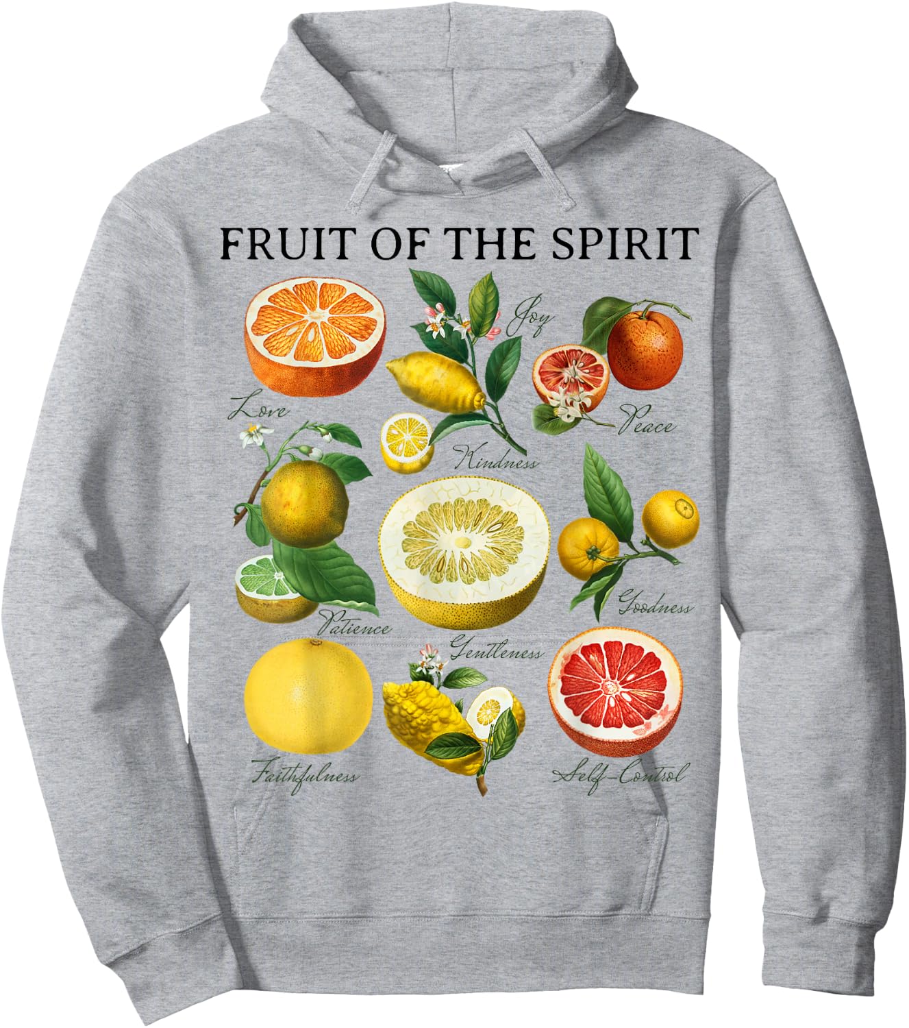 Fruit of the Spirit Galatians 5:22 Christian Bible Scripture Hoodie - Hoodie | Ash