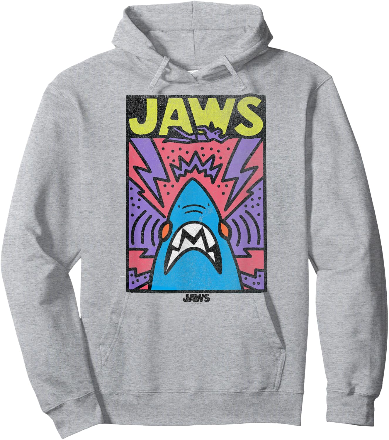 Jaws Neon Poster Hoodie - Hoodie | Ash