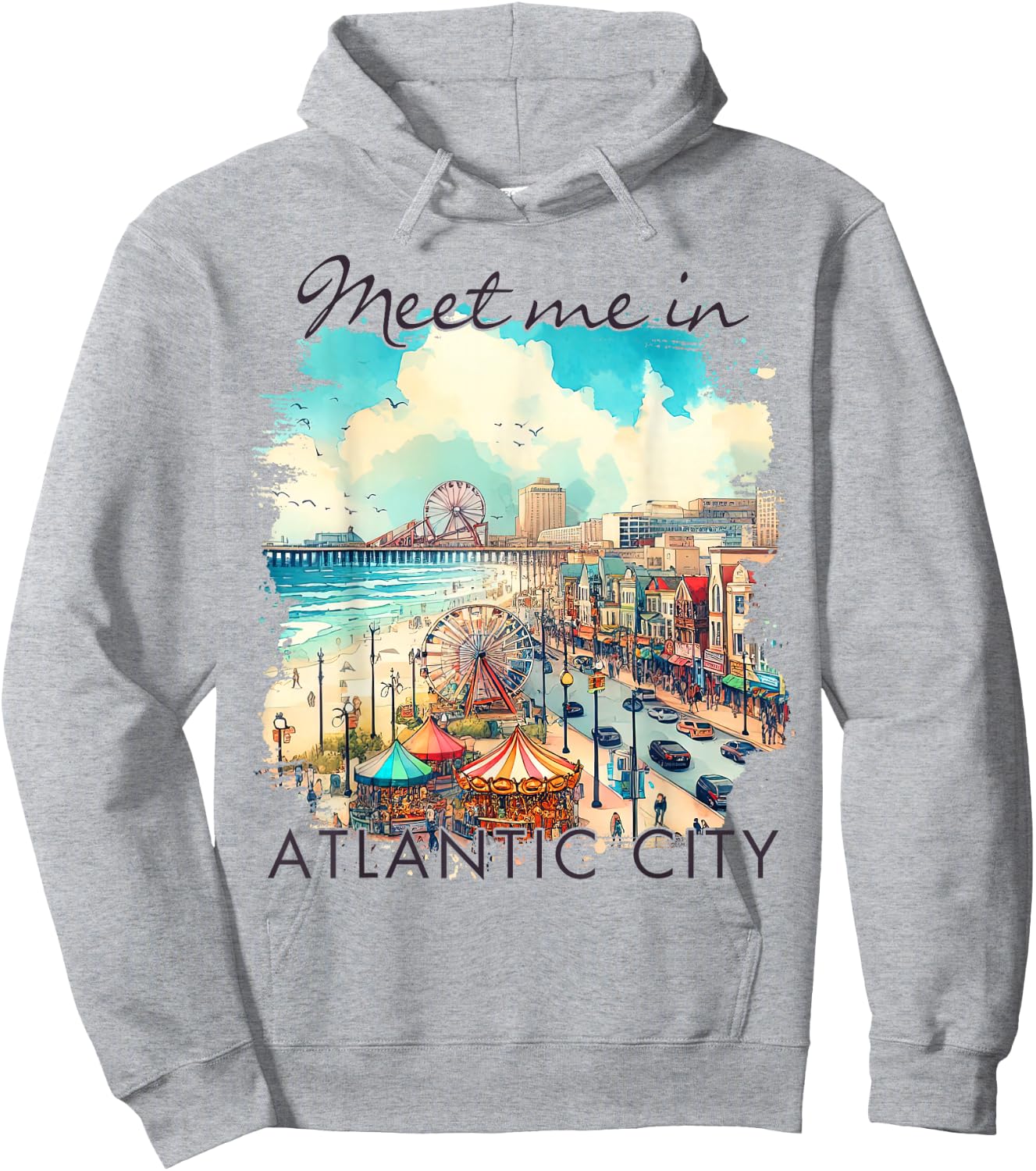 Atlantic City New Jersey Travel Trip Meet Me In Atlantic Cit Hoodie - Hoodie | Ash