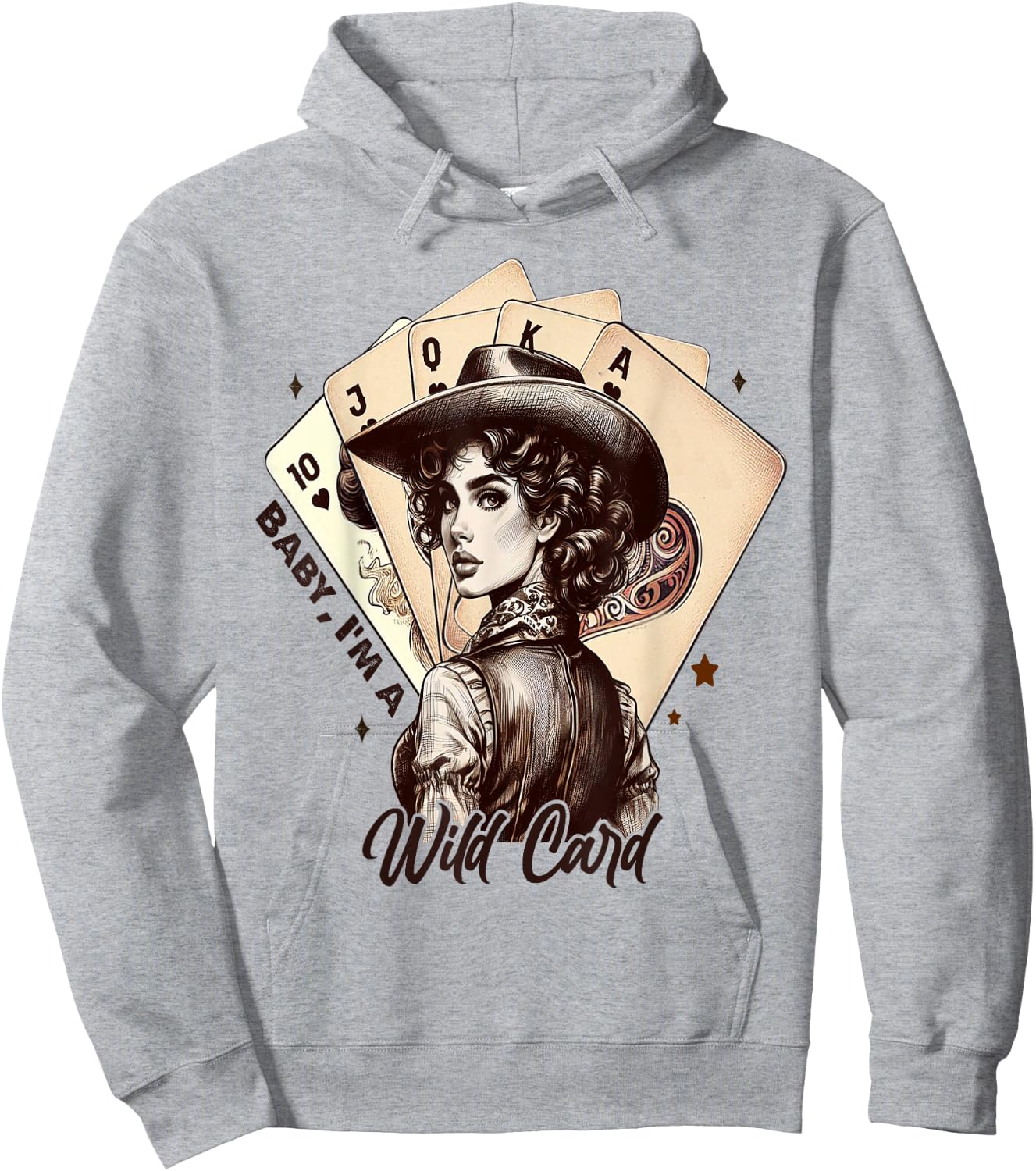 Cowgirl Poker Cards Wild Card Retro Southern Cowgirl Women Hoodie - Hoodie | Ash