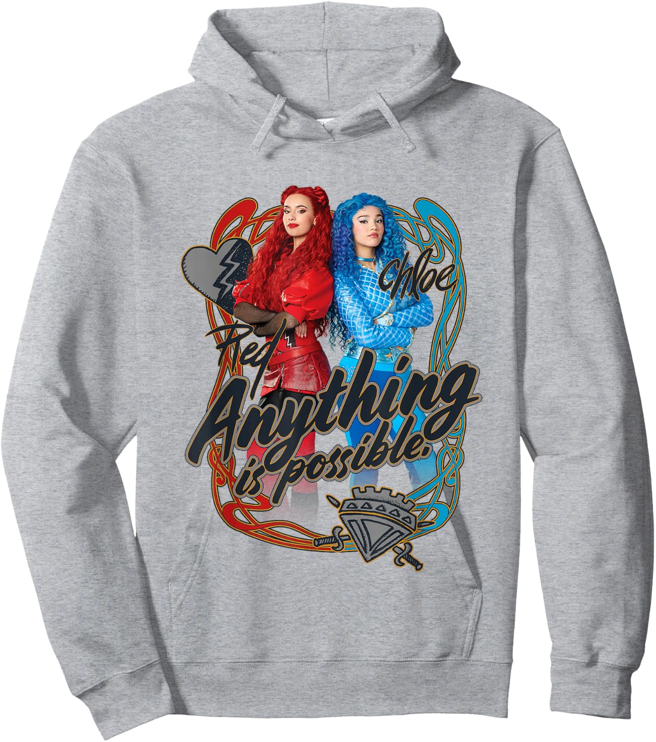 Disney Descendants Red Chloe Anything is Possible Chest Logo Hoodie - Hoodie | Ash