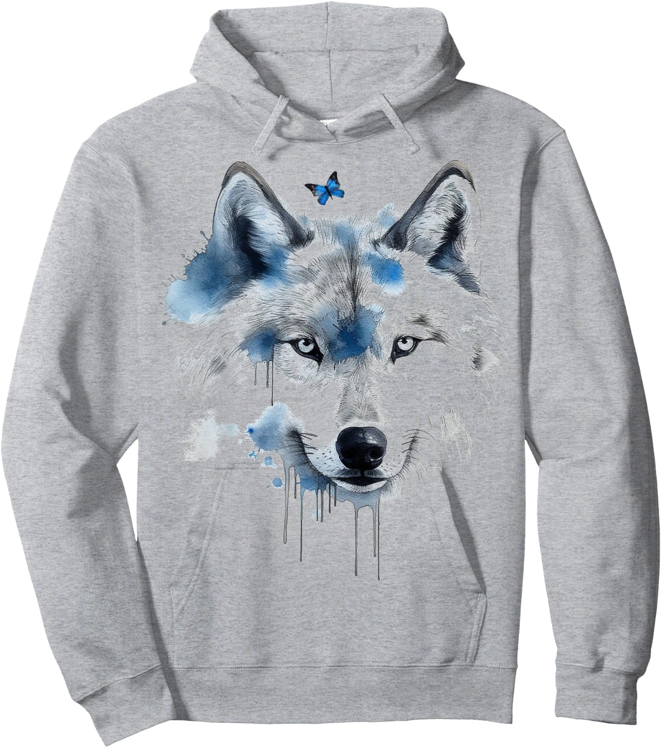 Wolf Butterfly | Art Animal Motif Wolf | Animal Lovers Hoodie - Hoodie | Ash