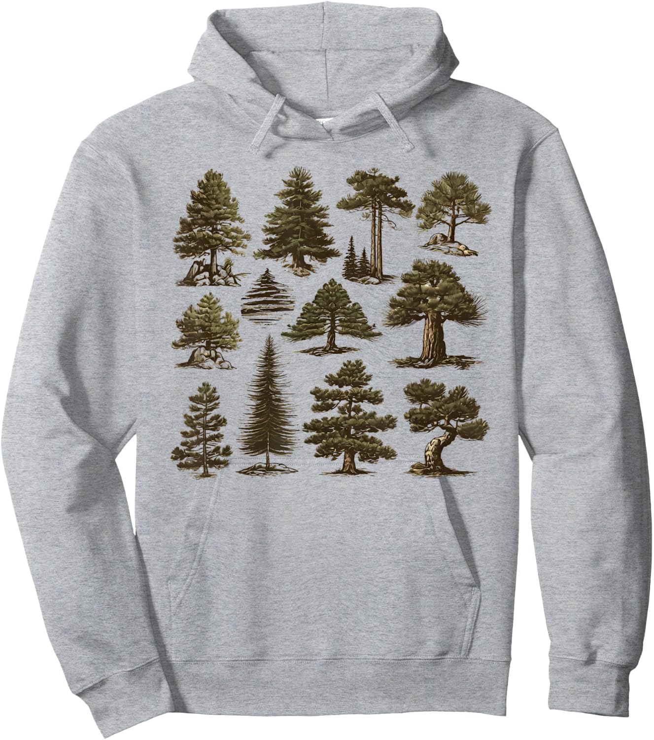 Retro Pine Tree Vintage Collage Hoodie - Hoodie | Ash