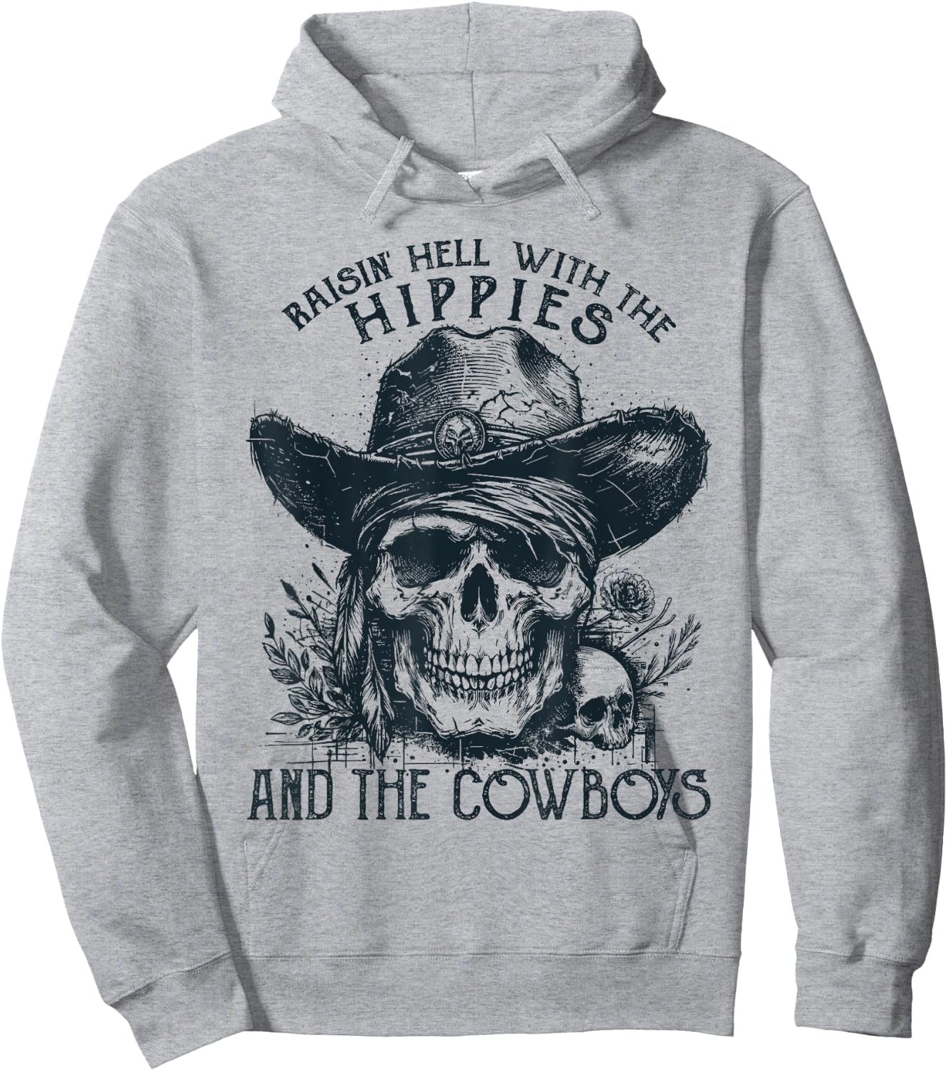 Raisin' Hell With The Hippies And The Cowboys Country Hoodie - Hoodie | Ash