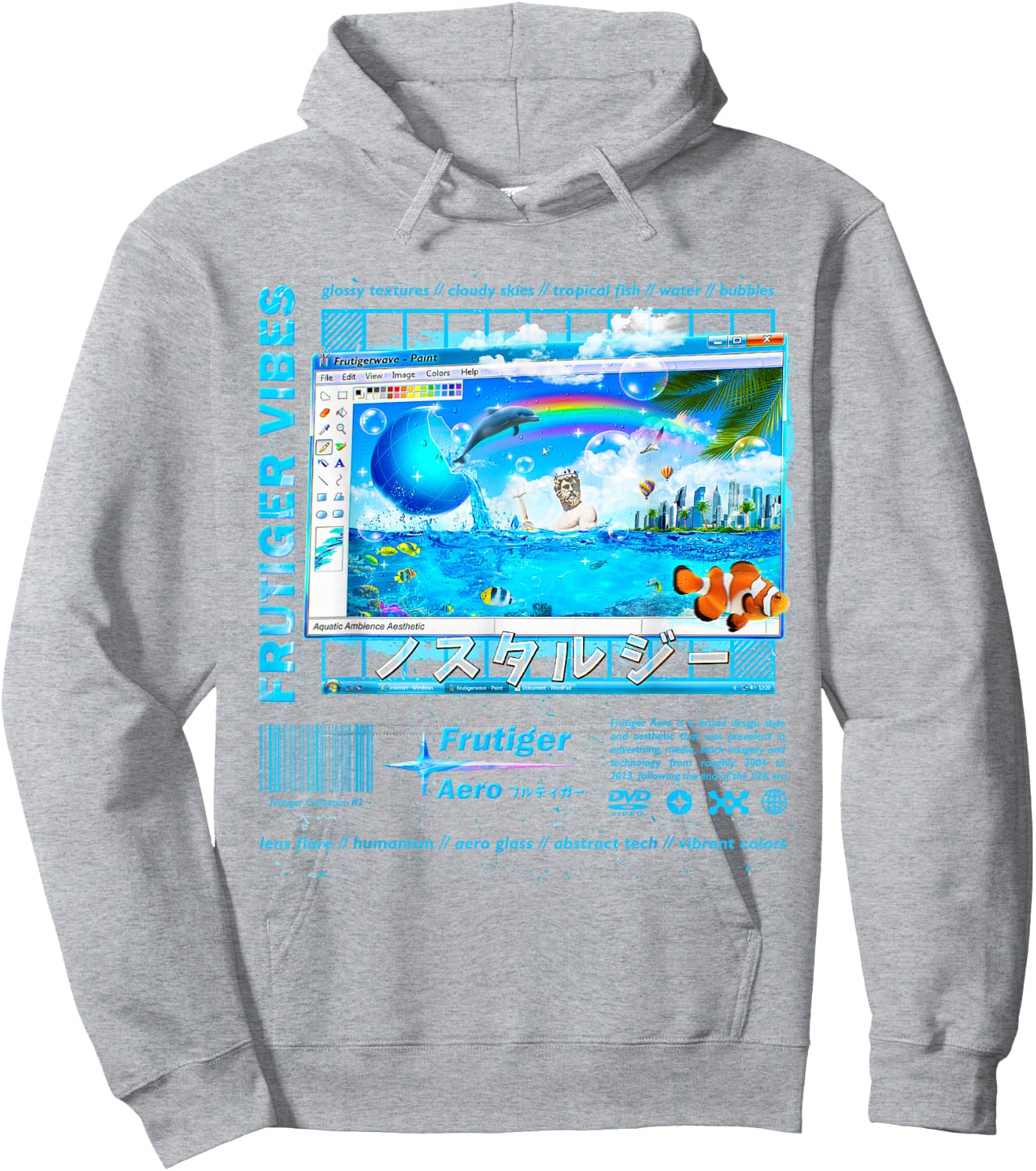 Frutiger Aero Fashion Collection - Frutiger Vibes Hoodie - Hoodie | Ash