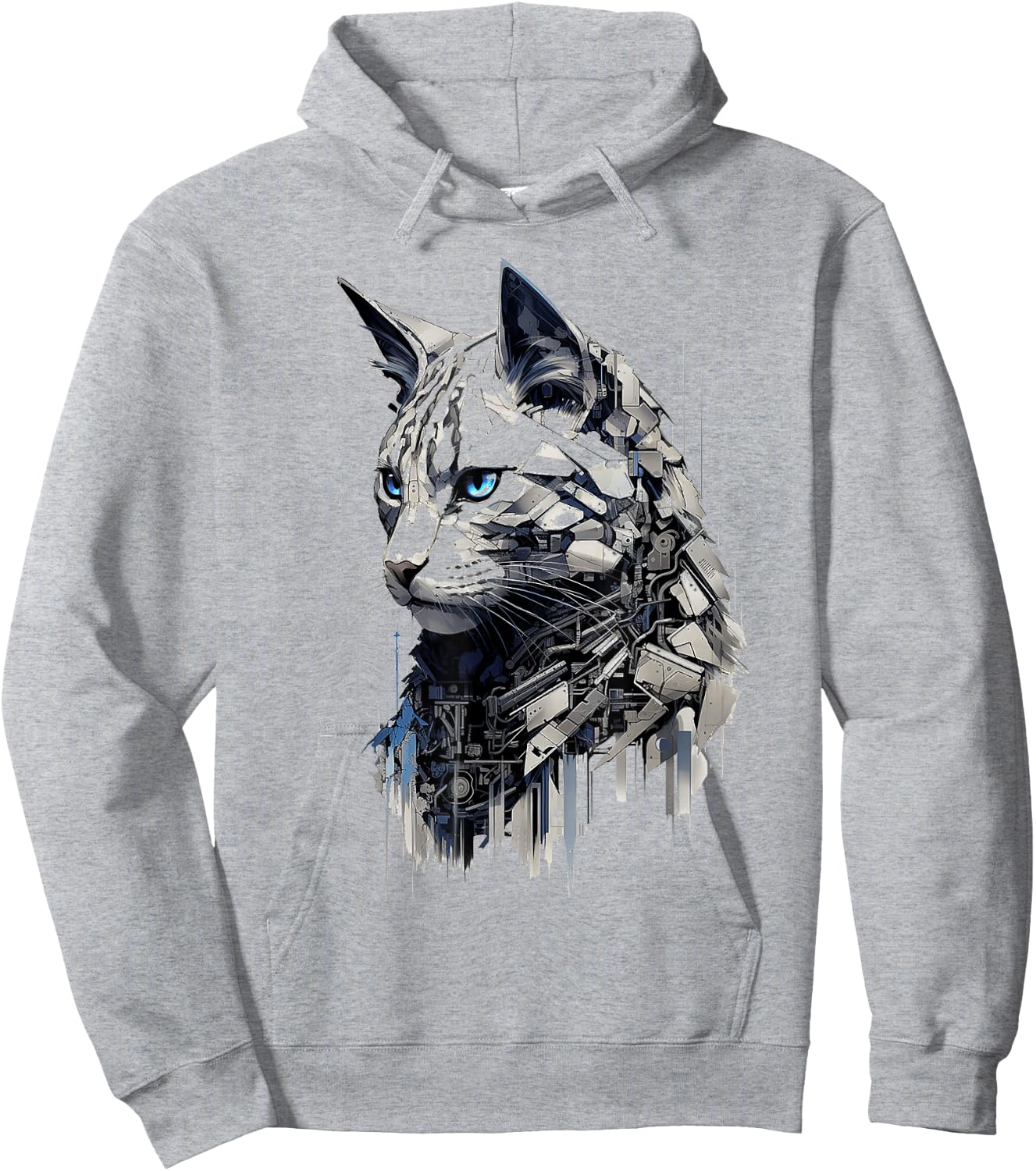 Cat Abstract Pet Drawing Artwork Animal Cat Women Kids Hoodie - Hoodie | Ash