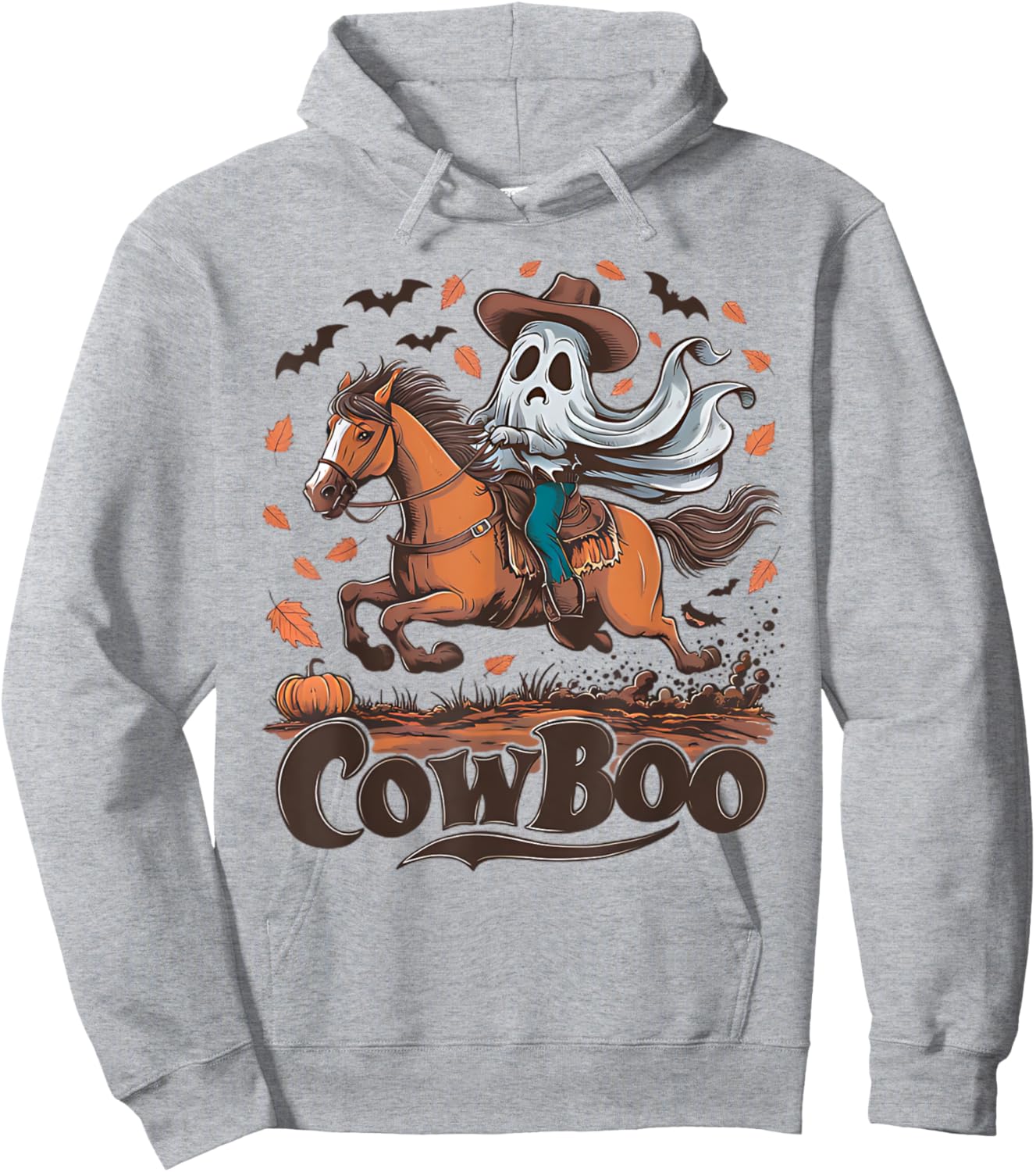Cowboo Ghost Riding Horse Western Cowboy Ghost Halloween Hoodie - Hoodie | Ash