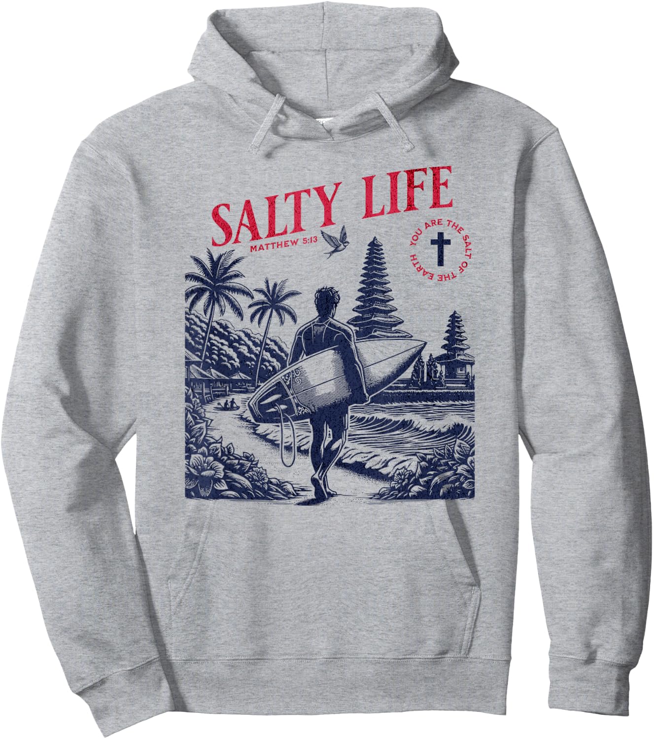 Salty Bible Verse Christian Faith Based Jesus Beach Modest Hoodie - Hoodie | Ash