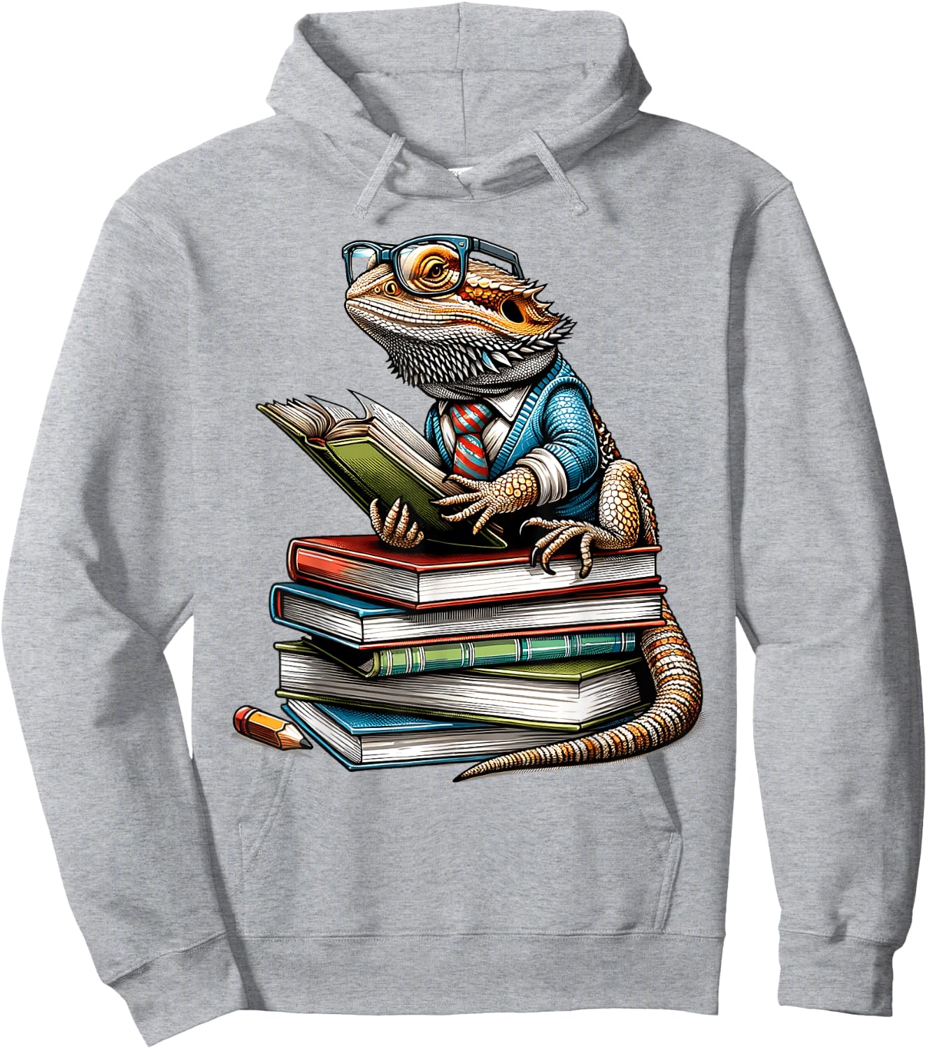 Bearded Dragon Reading Books Matching Bookworm Librarian Hoodie - Hoodie | Ash