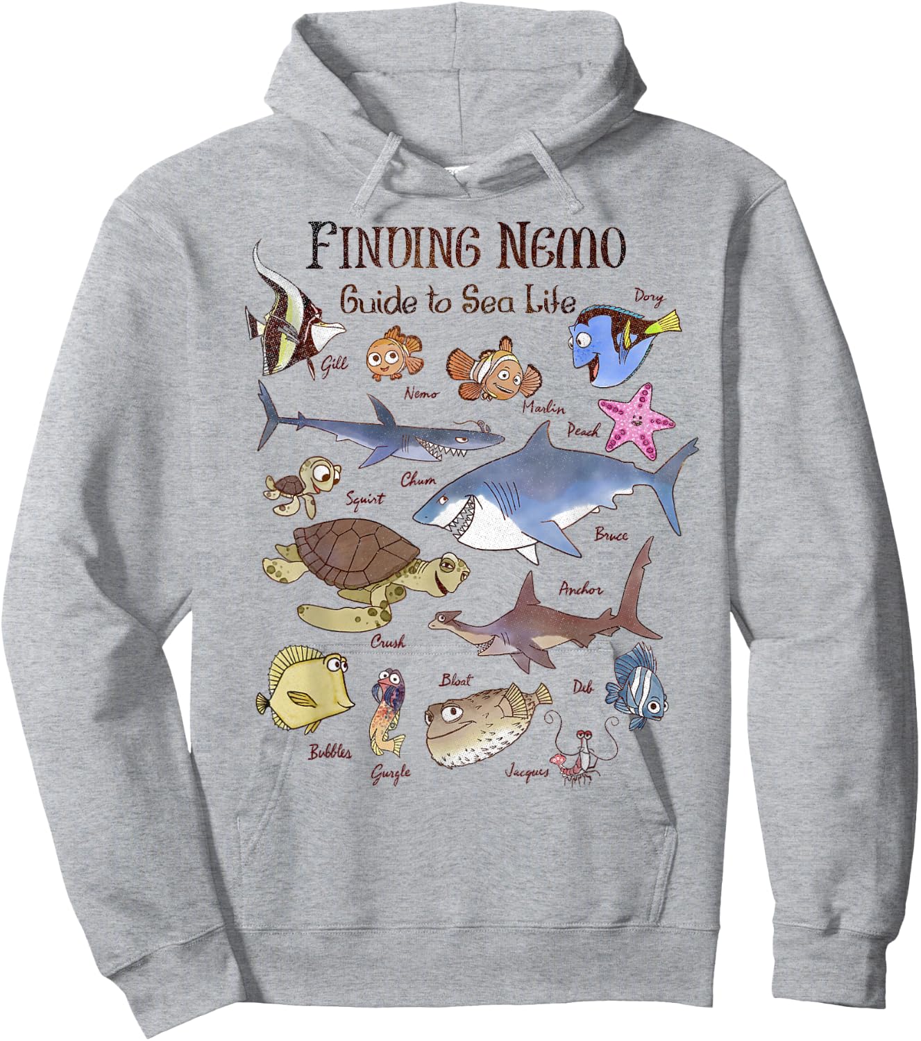 Disney Pixar Finding Nemo Guide To Sea Life Hoodie - Hoodie | Ash