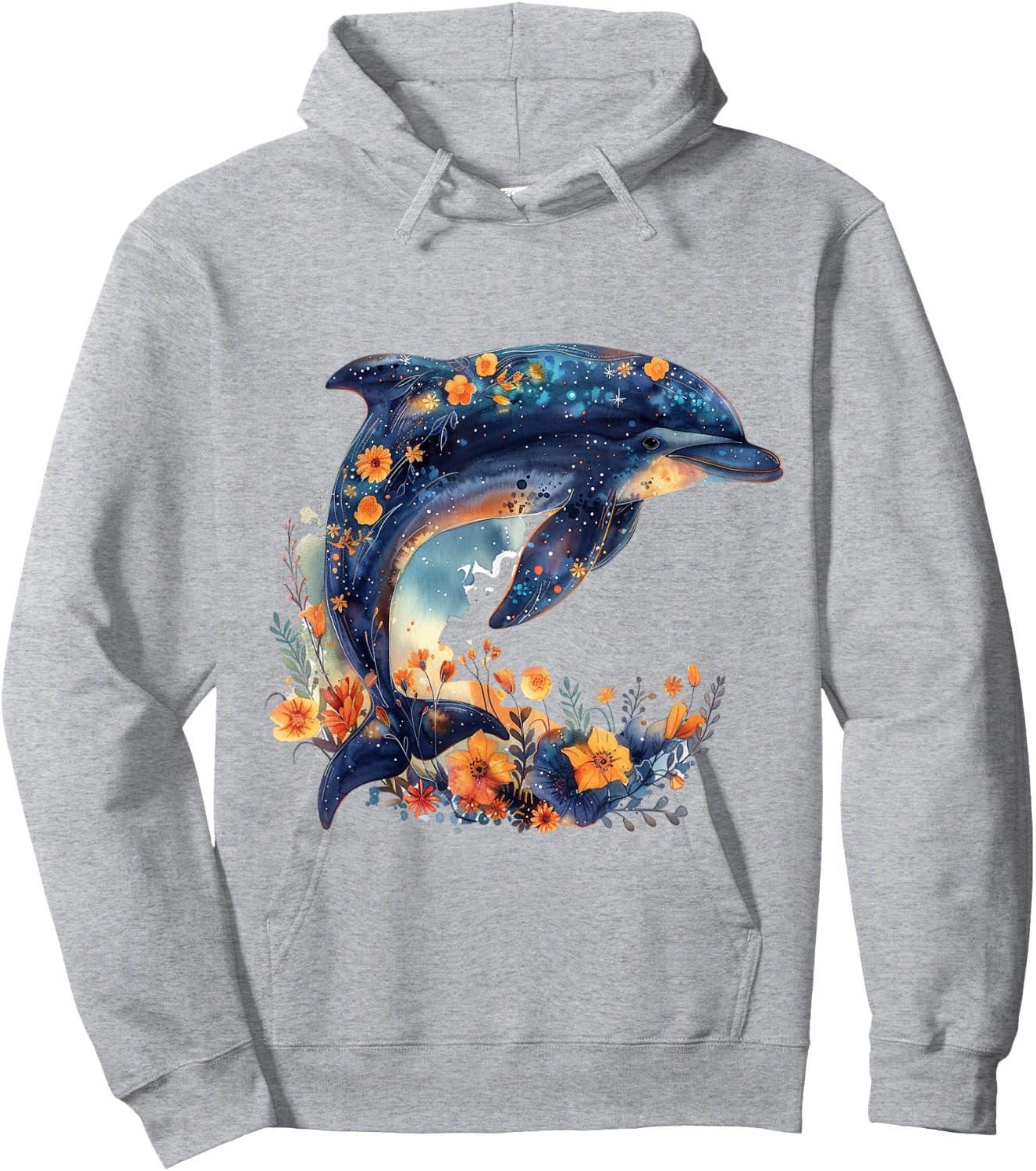 Floral Underwater Sea Dolphin Hoodie - Hoodie | Ash