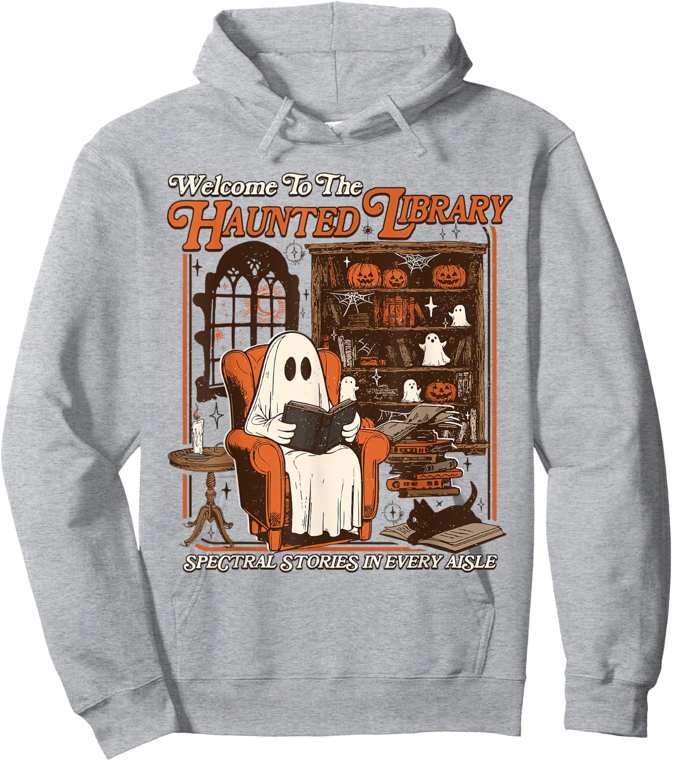Halloween Funny Ghost Welcome To The Haunted Library Hoodie - Hoodie | Ash