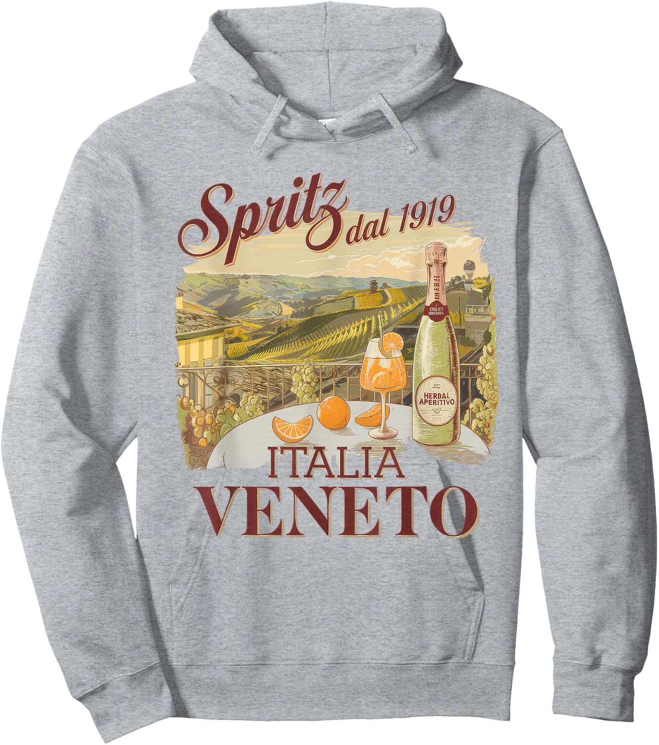 Spritz Veneto Italia Vintage Orange Wine Cocktail Hoodie - Hoodie | Ash