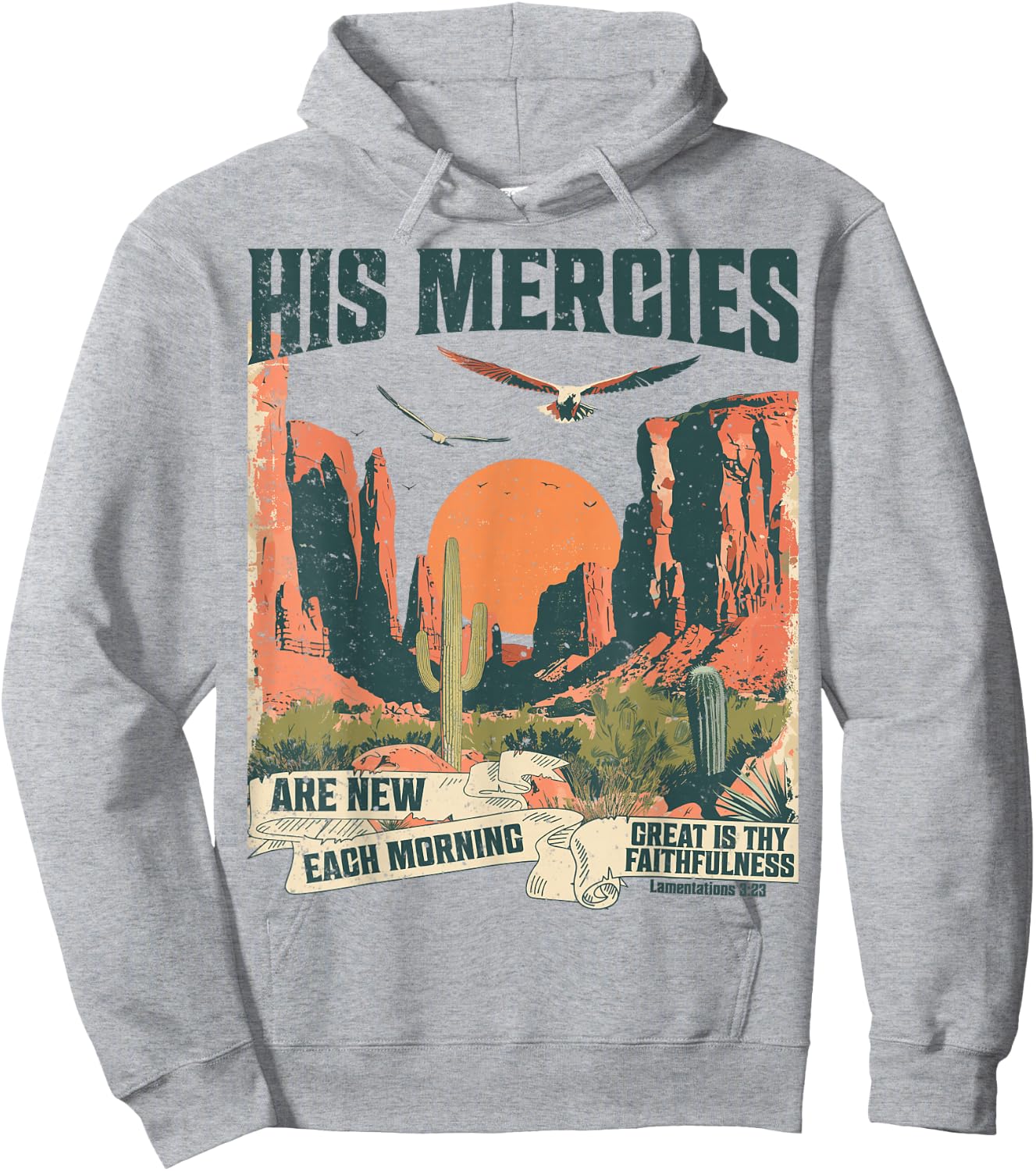 Boho Christian Verse Jesus Faith Based His Mercies Are New Hoodie - Hoodie | Ash
