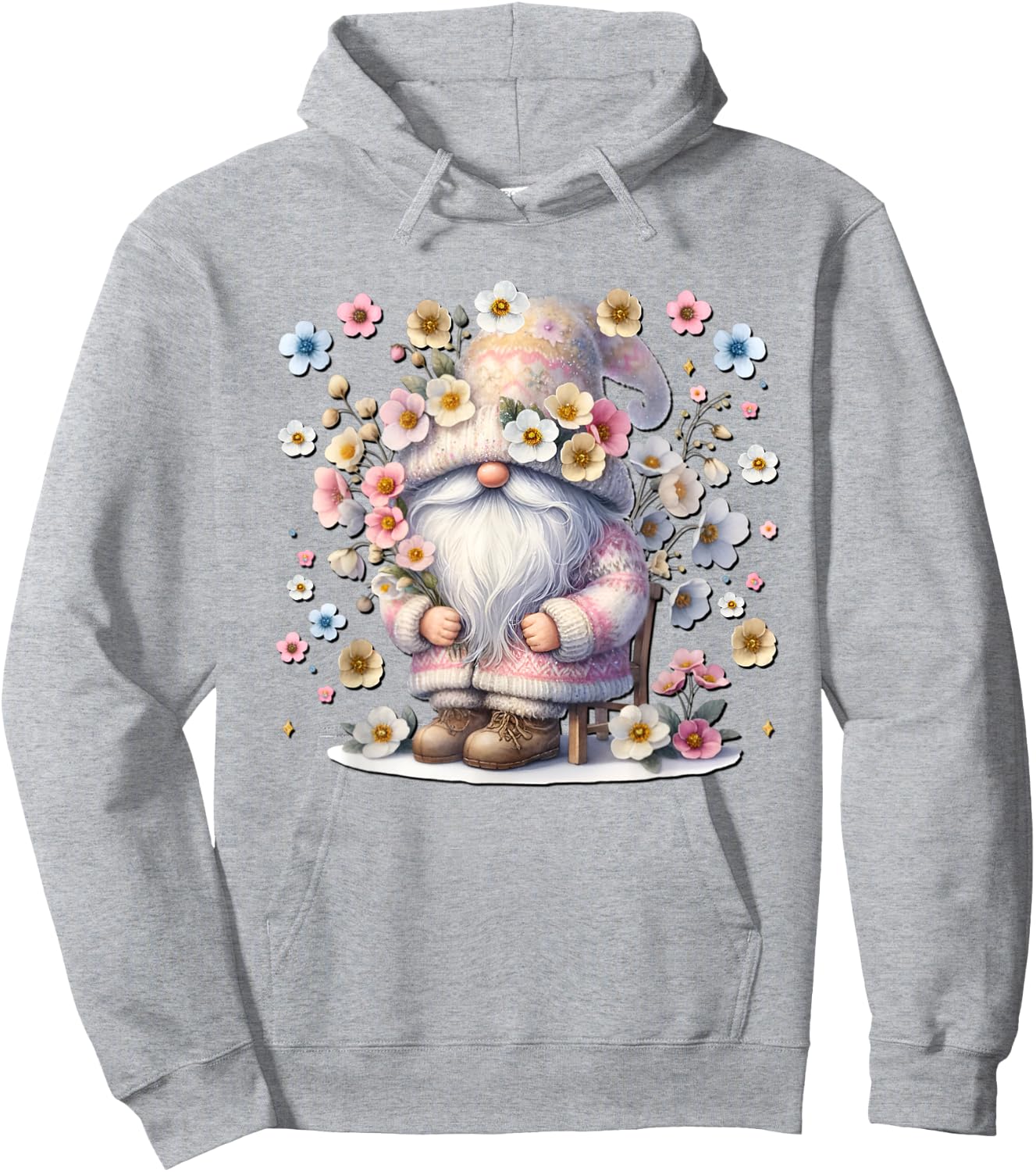 Colorful Wildflower Gnome For Girls And Women Pink Floral Hoodie - Hoodie | Ash