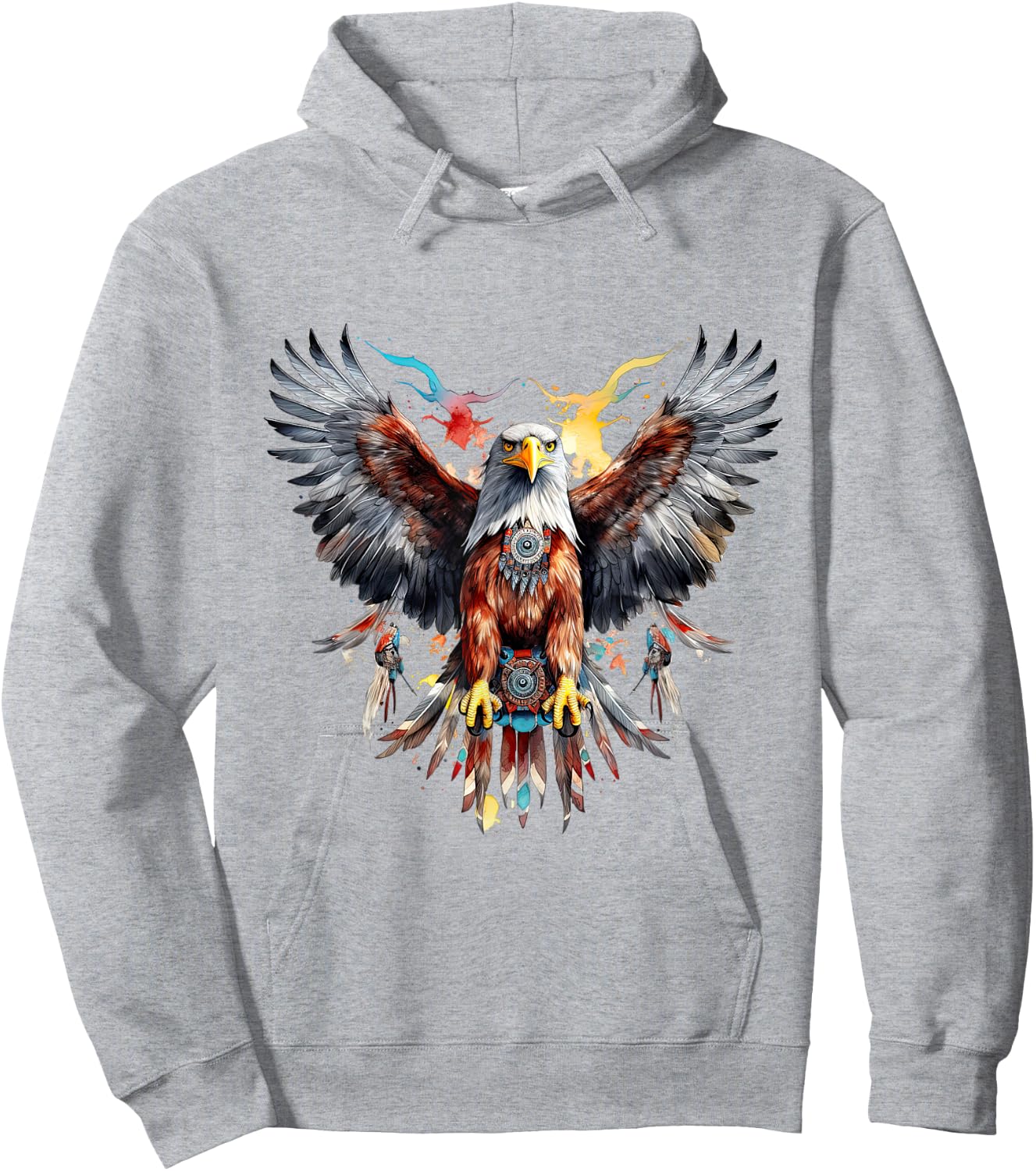 Native American Wild Eagle Hoodie - Hoodie | Ash