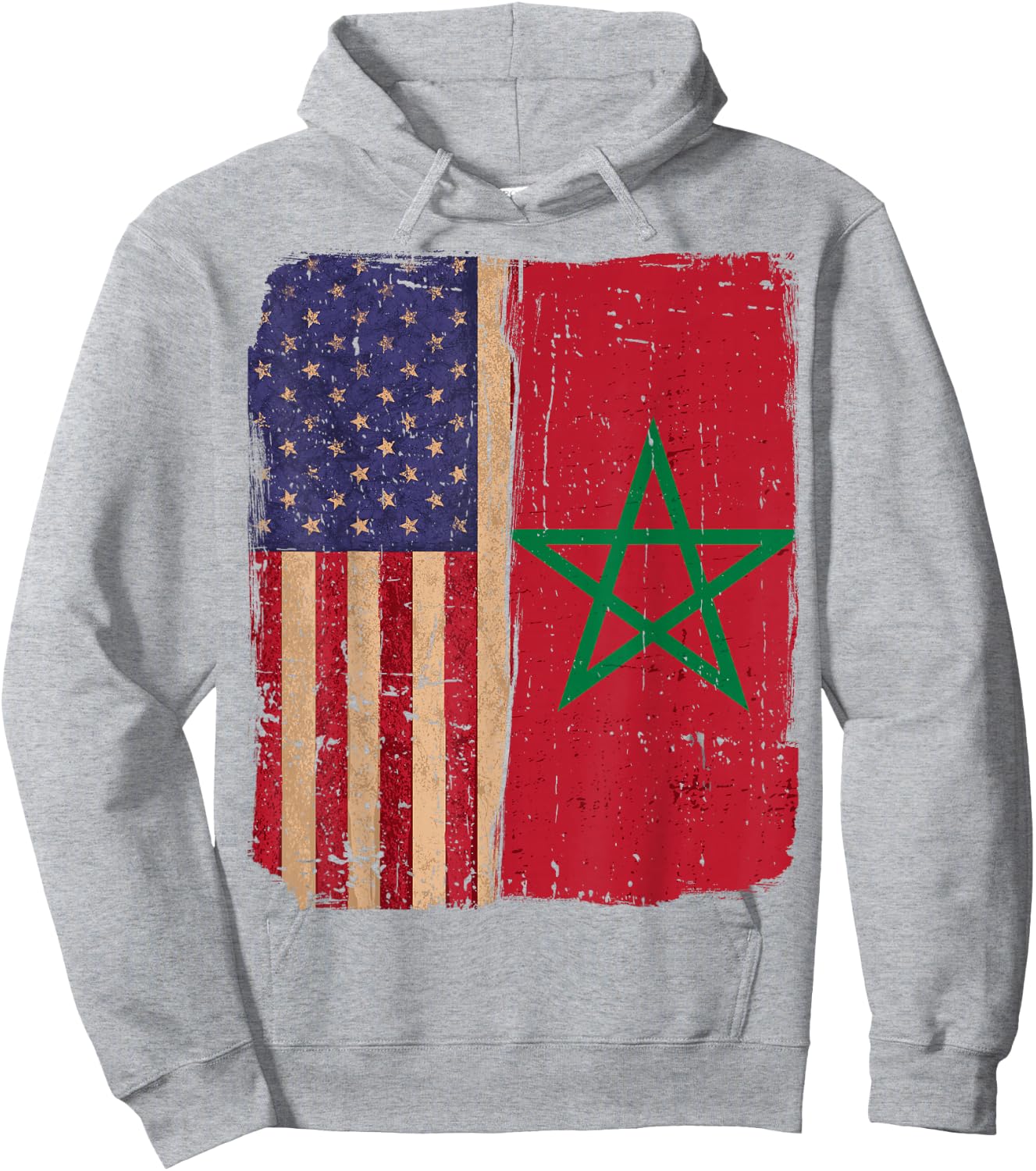 Morocco and America USA Flag Roots Half Moroccan American Hoodie - Hoodie | Ash