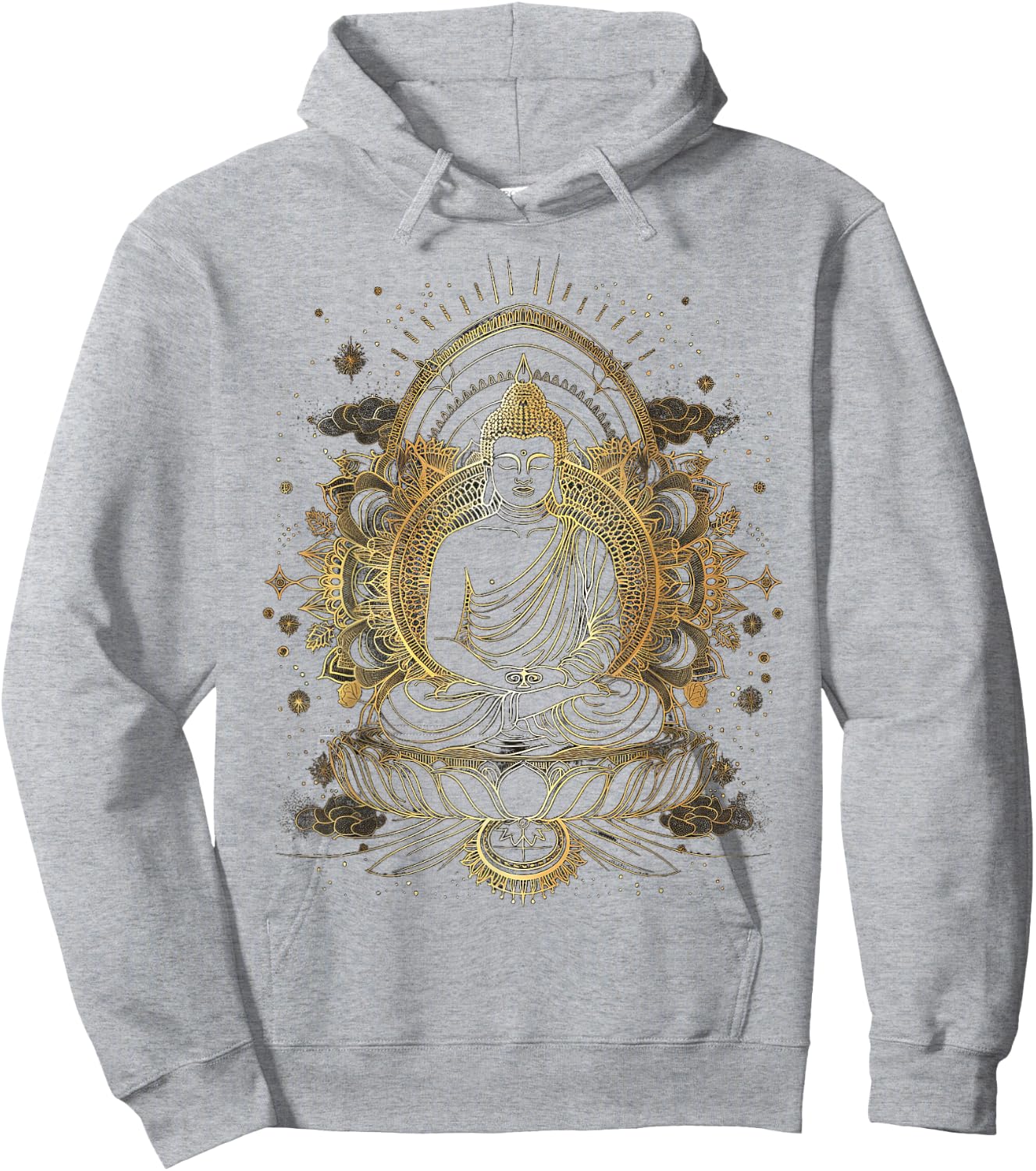 Golden Buddha Yoga Meditation Spiritual in Nature Hoodie - Hoodie | Ash