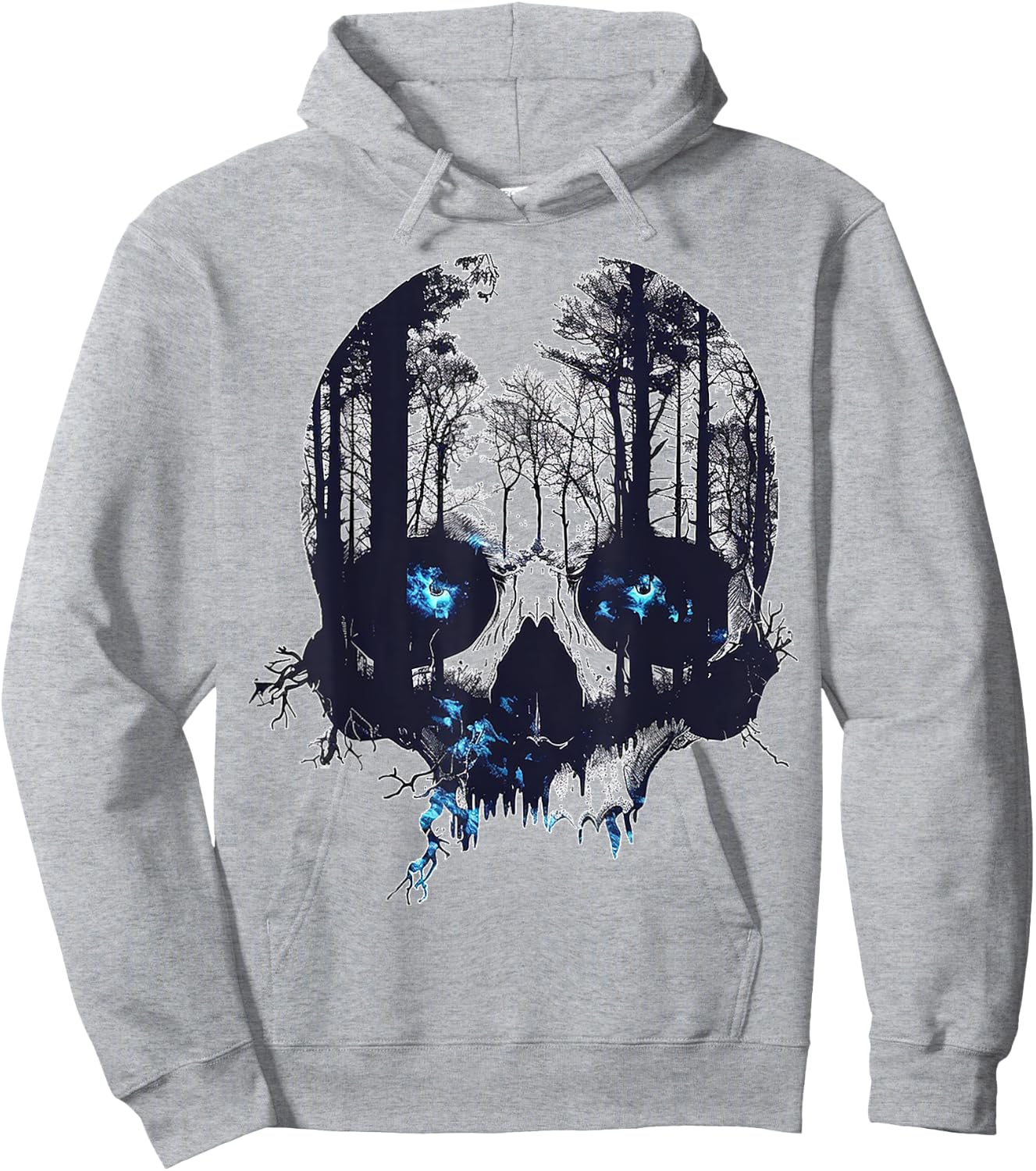 Skull Costume Halloween Spooky Blue Eyes Art Skull Hoodie - Hoodie | Ash