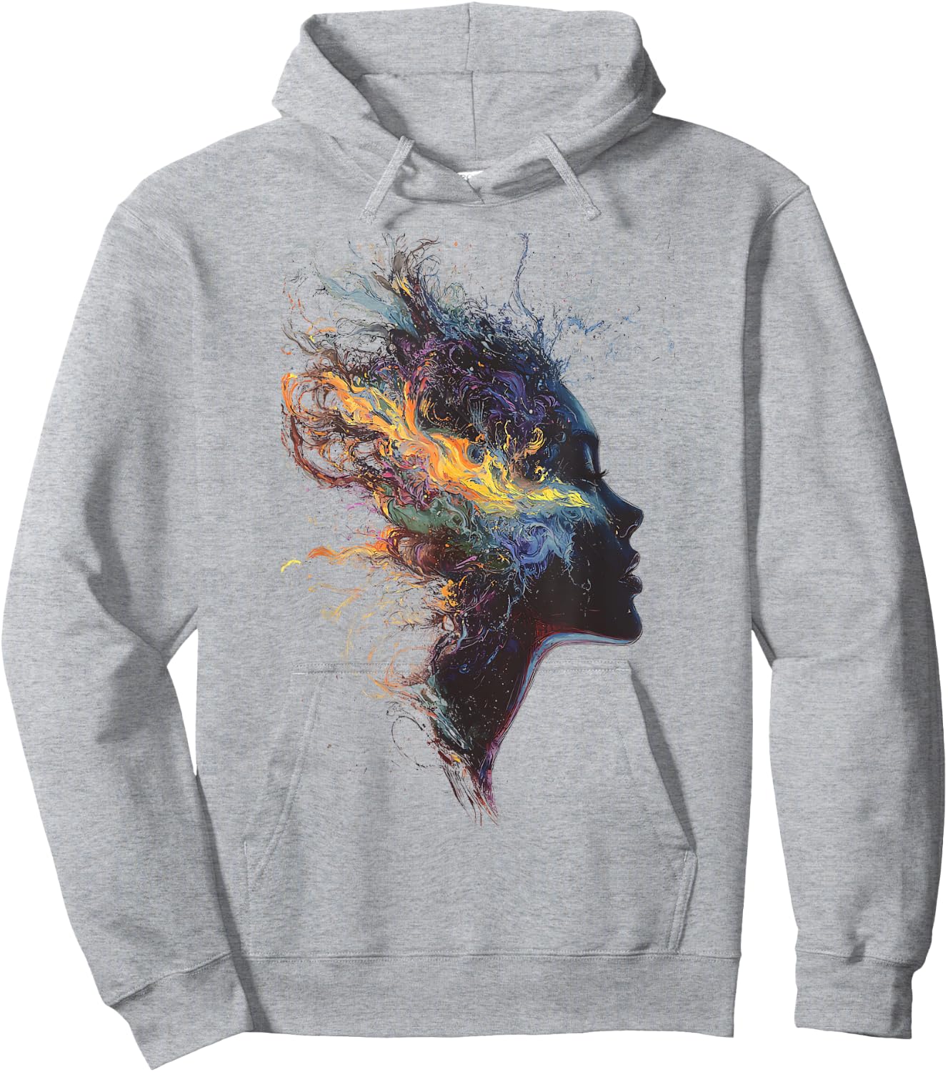 Graphic Design Artistic Colorful Abstract Woman Face Design Hoodie - Hoodie | Ash