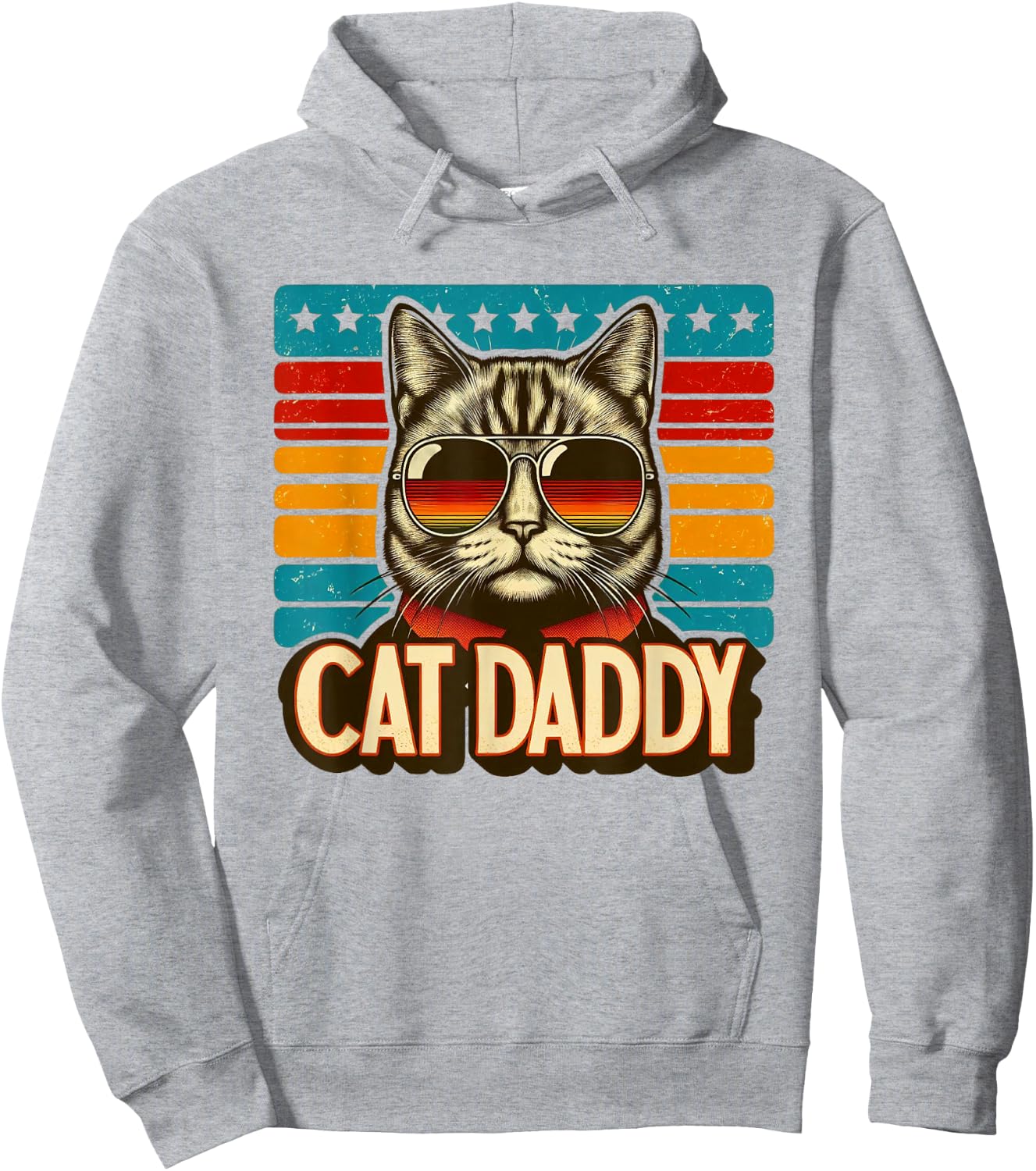 Cat Daddy Funny Cool Cat Father's Day Retro Cat Dad Hoodie - Hoodie | Ash
