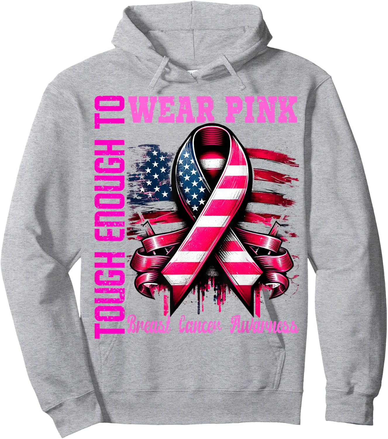 Breast Cancer Awareness Pink Tough Enough To Wear Pink Girls Hoodie - Hoodie | Ash