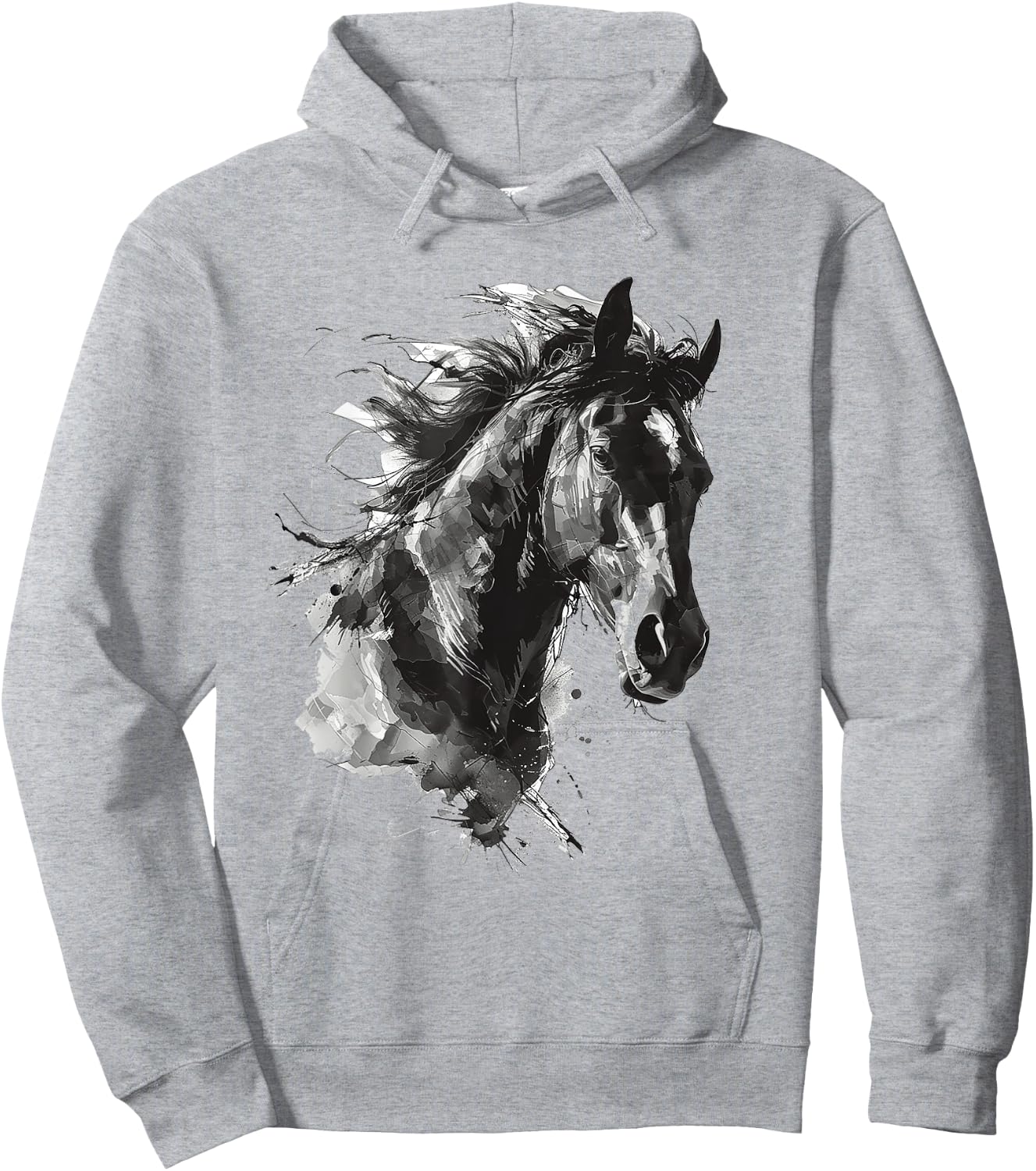 Horse Animal Print Zoo Abstract Illustration Drawing Horse Hoodie - Hoodie | Ash