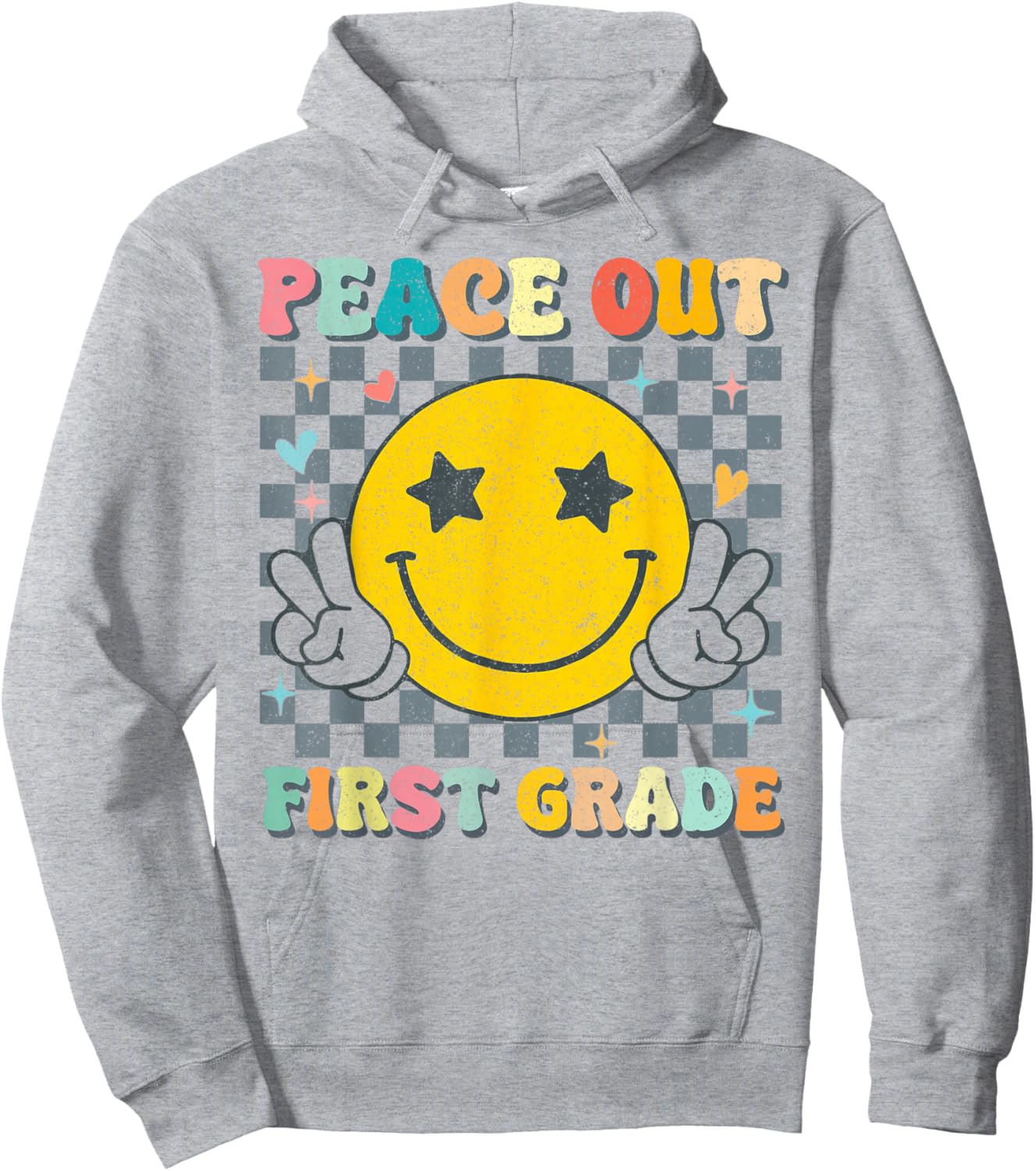Peace Out 1st Grade Graduation Last Day School First Grade Hoodie - Hoodie | Ash