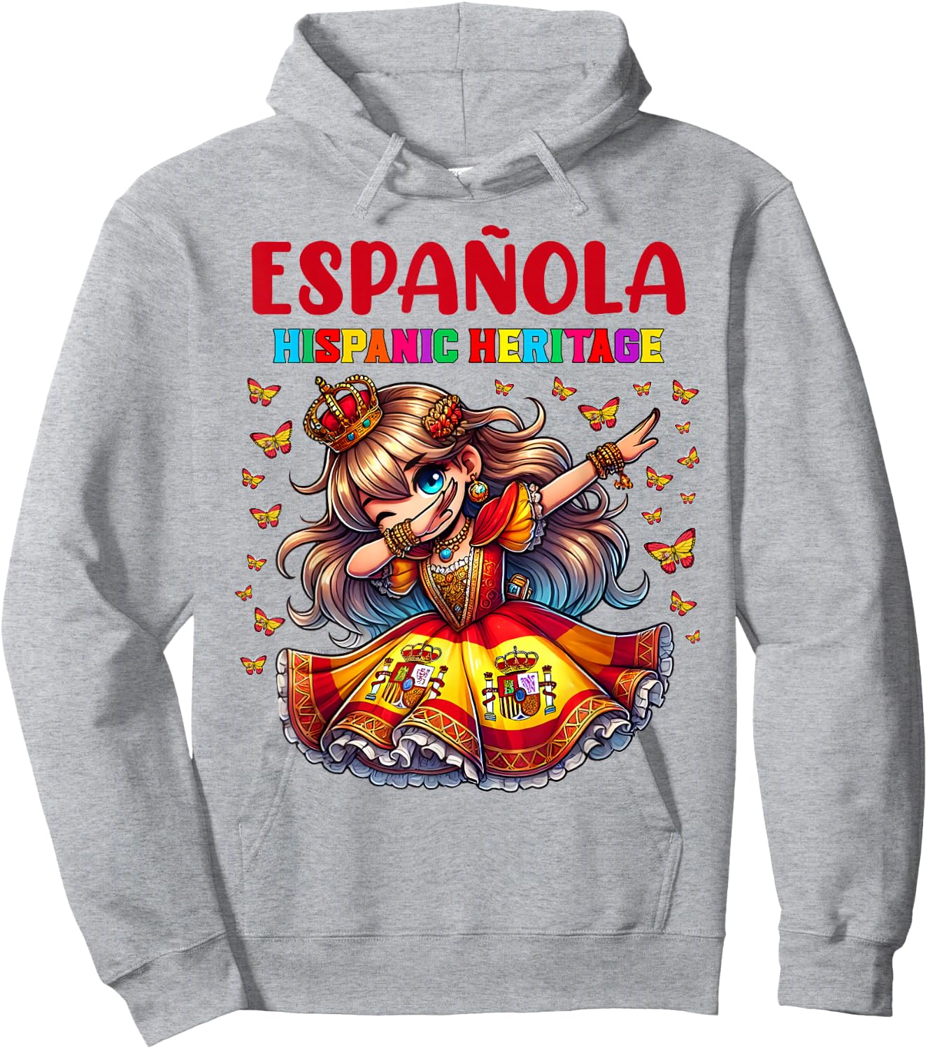 Spain Hispanic Heritage Month Celebration girls kids Hoodie - Hoodie | Ash