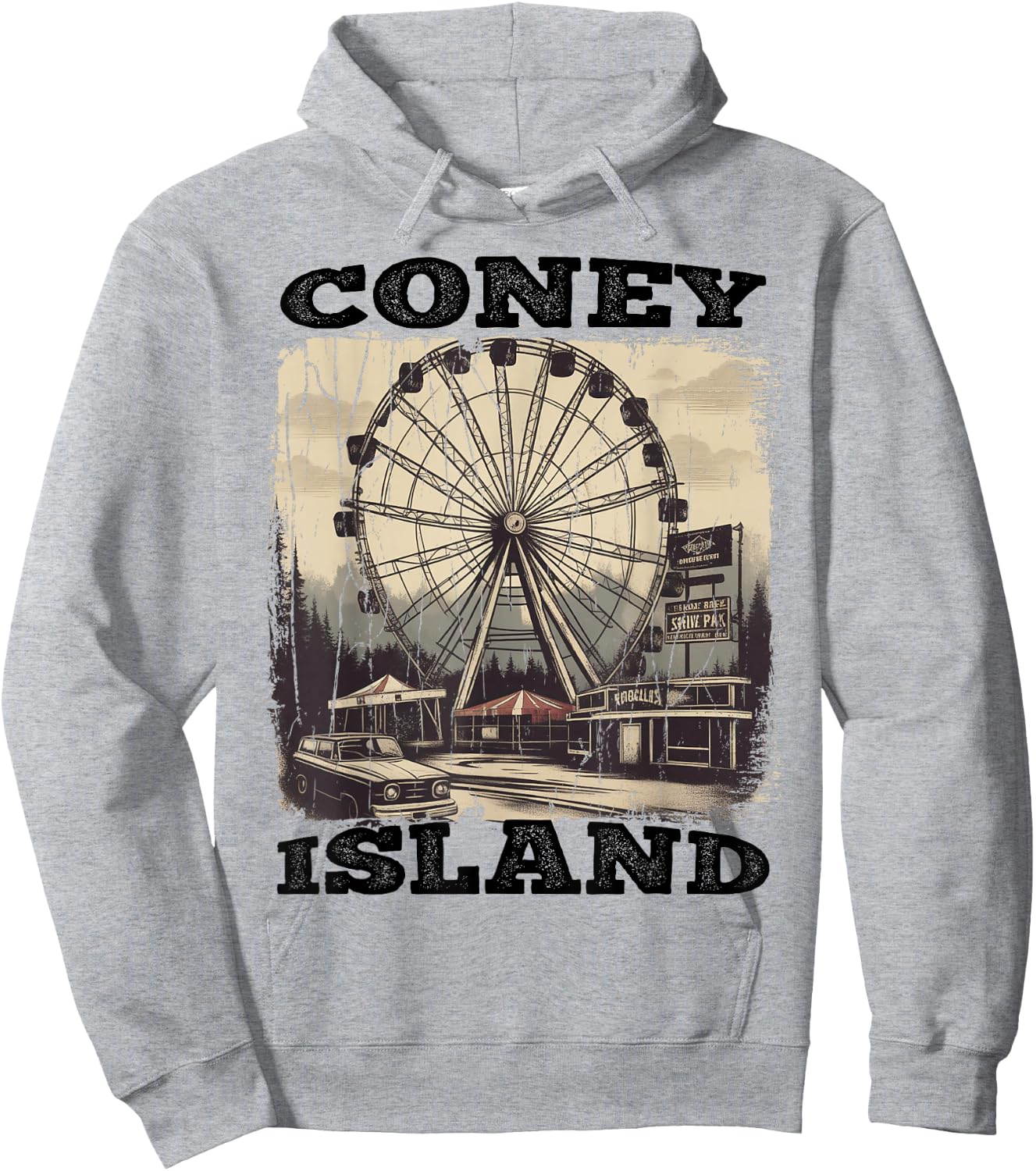 Vintage Ferris Wheel New York Coney Island Brooklyn Hoodie - Hoodie | Ash