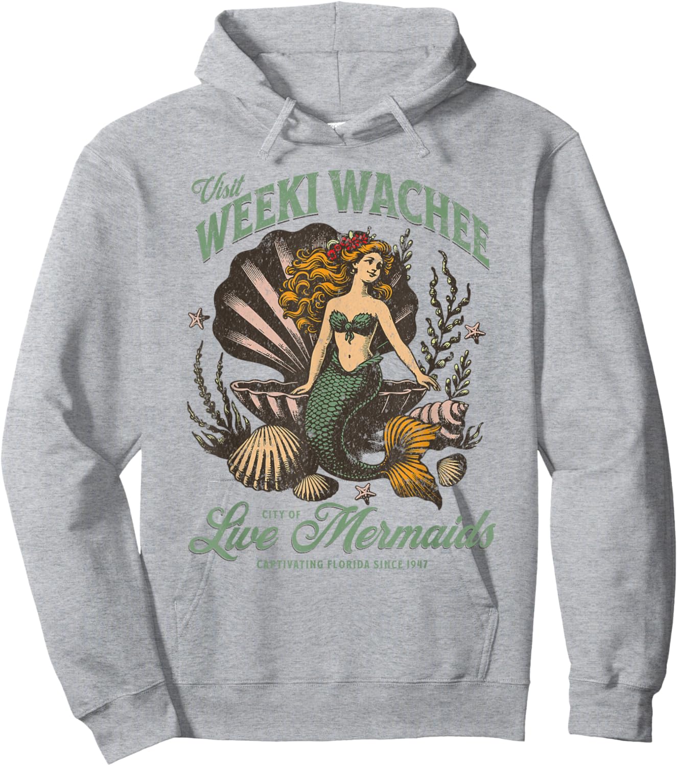 Visit Weeki Wachee City of Mermaids Florida 1947 Tourist Hoodie - Hoodie | Ash