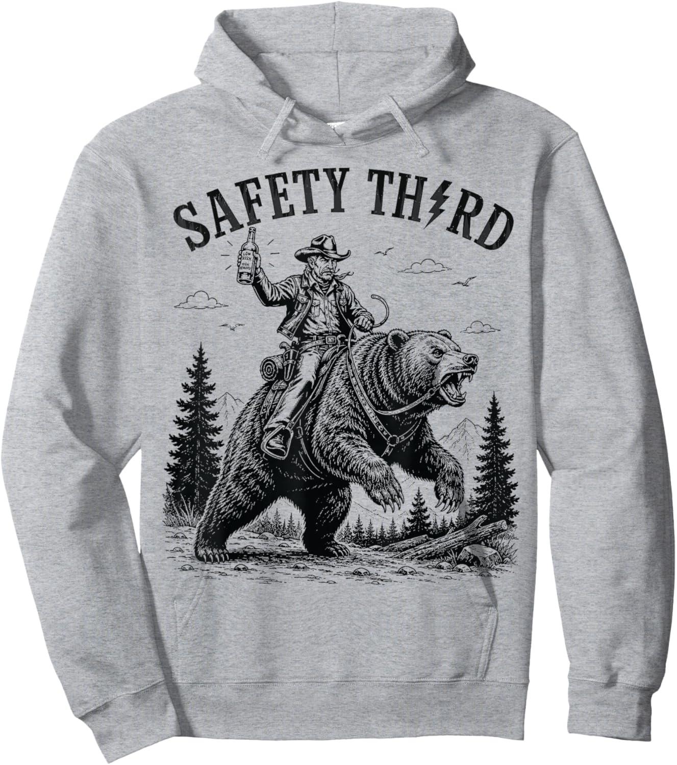 Safety Third Funny Cool Men Women Grizzly Bear Nature Crazy Hoodie - Hoodie | Ash