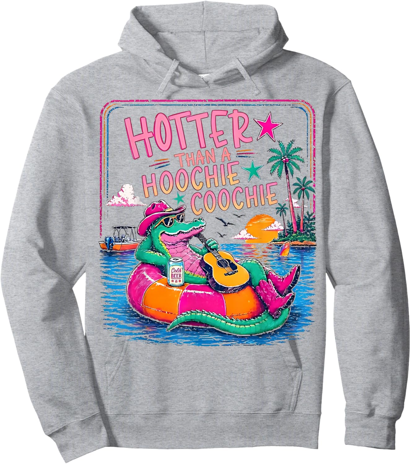 Hotter Than A Hoochie Coochie Funny Gator Summer Alligator Hoodie - Hoodie | Ash