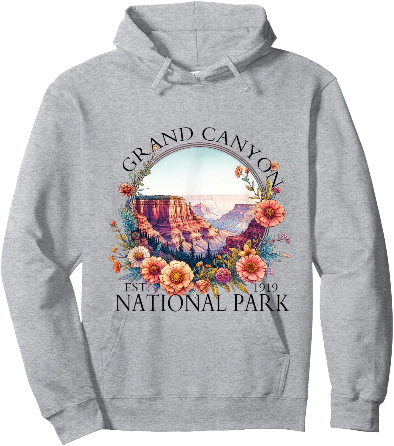Floral Grand Canyon National Park Hiking Camping Outdoor Hoodie - Hoodie | Ash