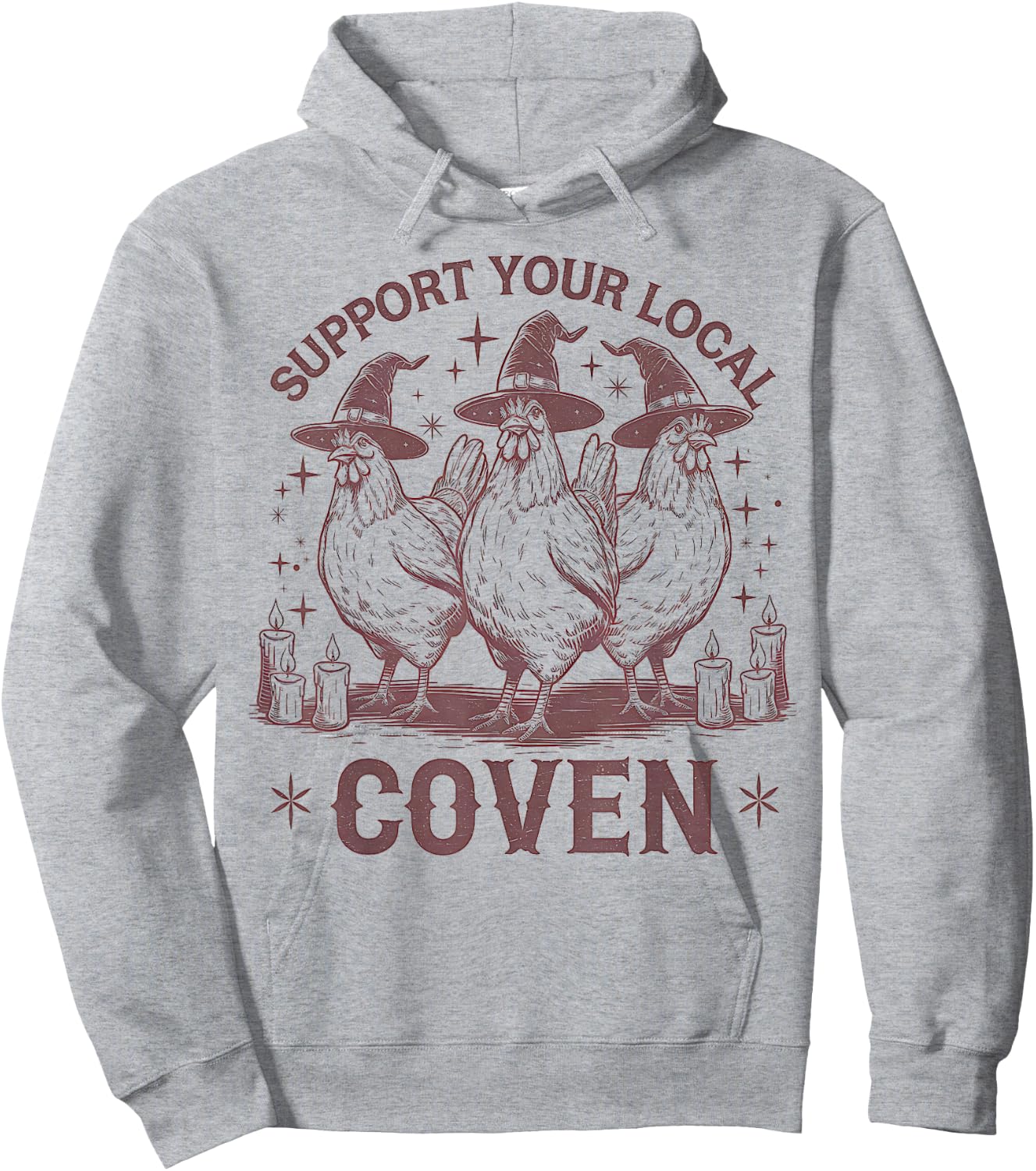 Support Your Local Coven Chicken Farm Funny Witch Halloween Hoodie - Hoodie | Ash