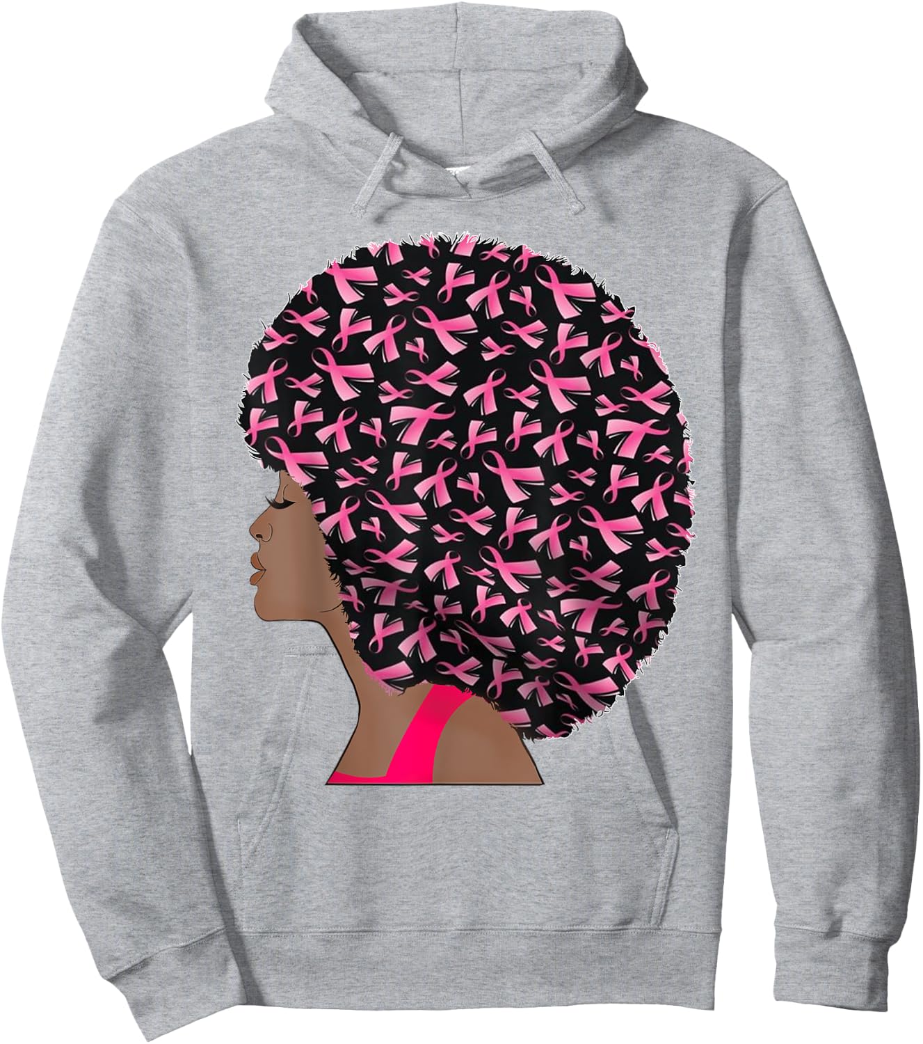 In October We Wear Pink Black Woman Breast Cancer Awareness Hoodie - Hoodie | Ash