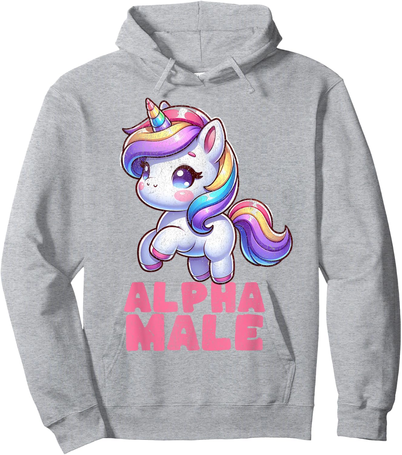 Alpha cute male Unicorn Funny Sarcastic Ironic Weird Y2K Hoodie - Hoodie | Ash