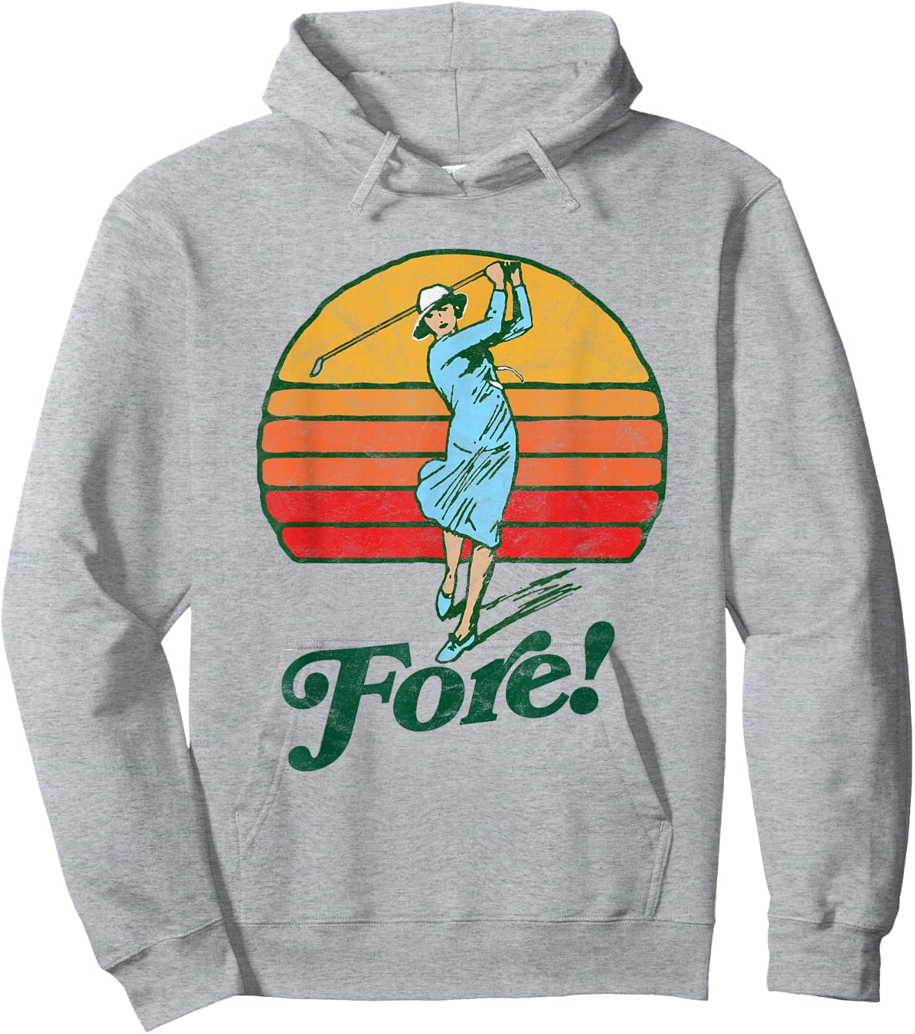 Fore! Vintage Female Golf Retro Funny Woman Golfer Graphic Hoodie - Hoodie | Ash