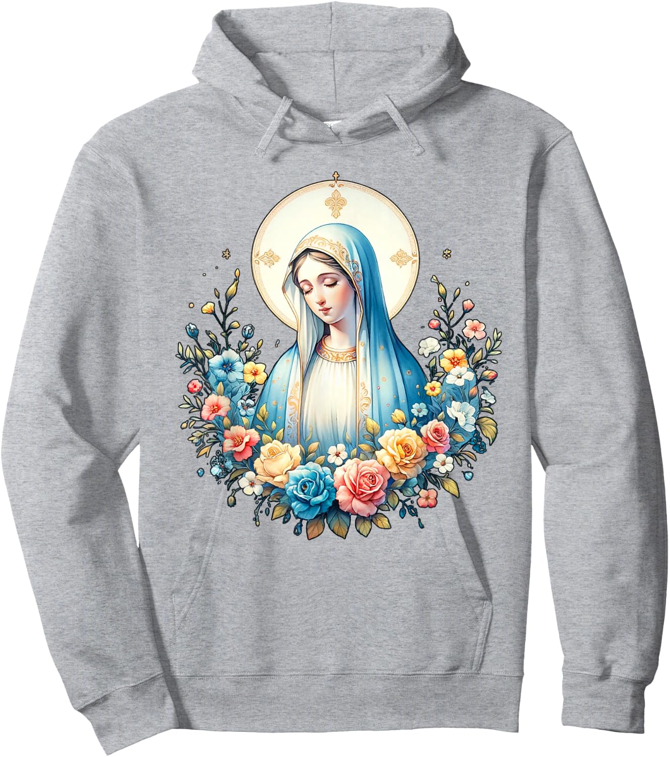 Our Lady of Lourdes Powerful Symbol Saint Mary Mother Mary Hoodie - Hoodie | Ash