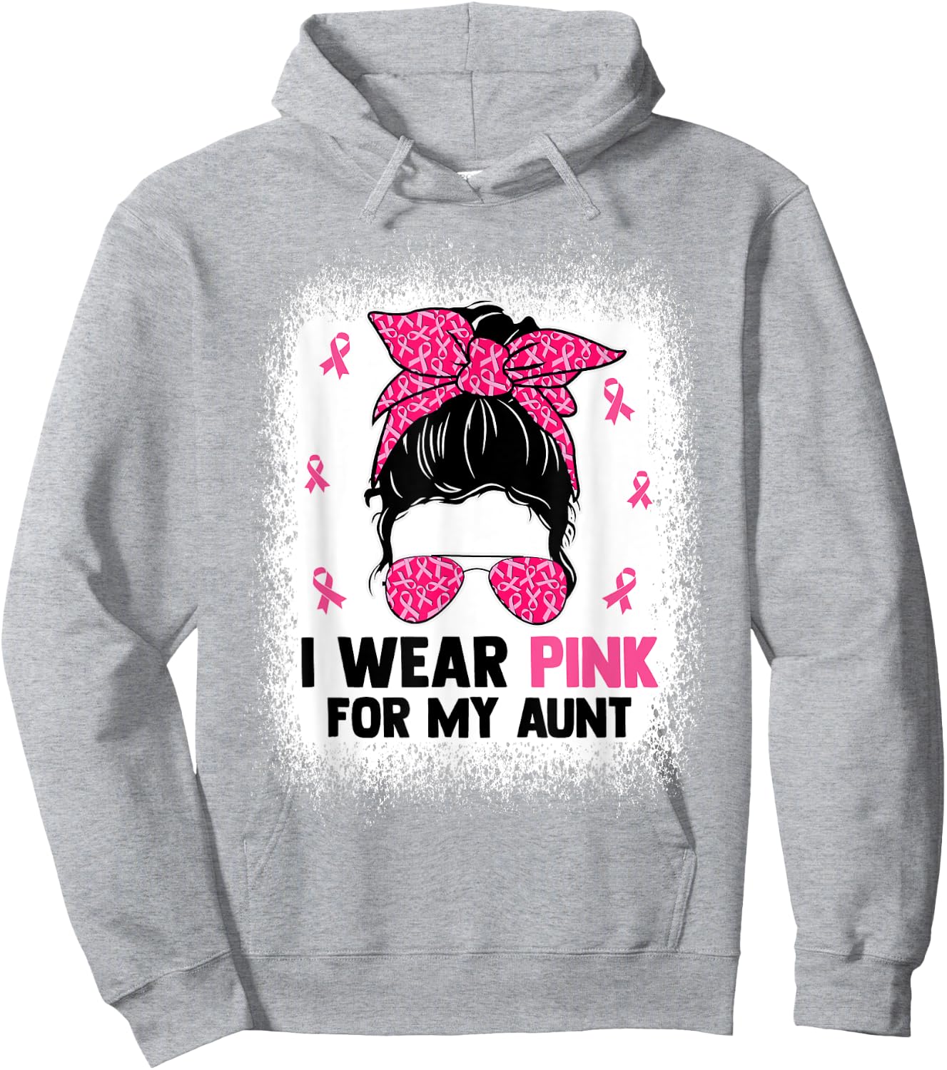 Messy Bun I Wear Pink For My Aunt Breast Cancer Awareness Hoodie - Hoodie | Ash