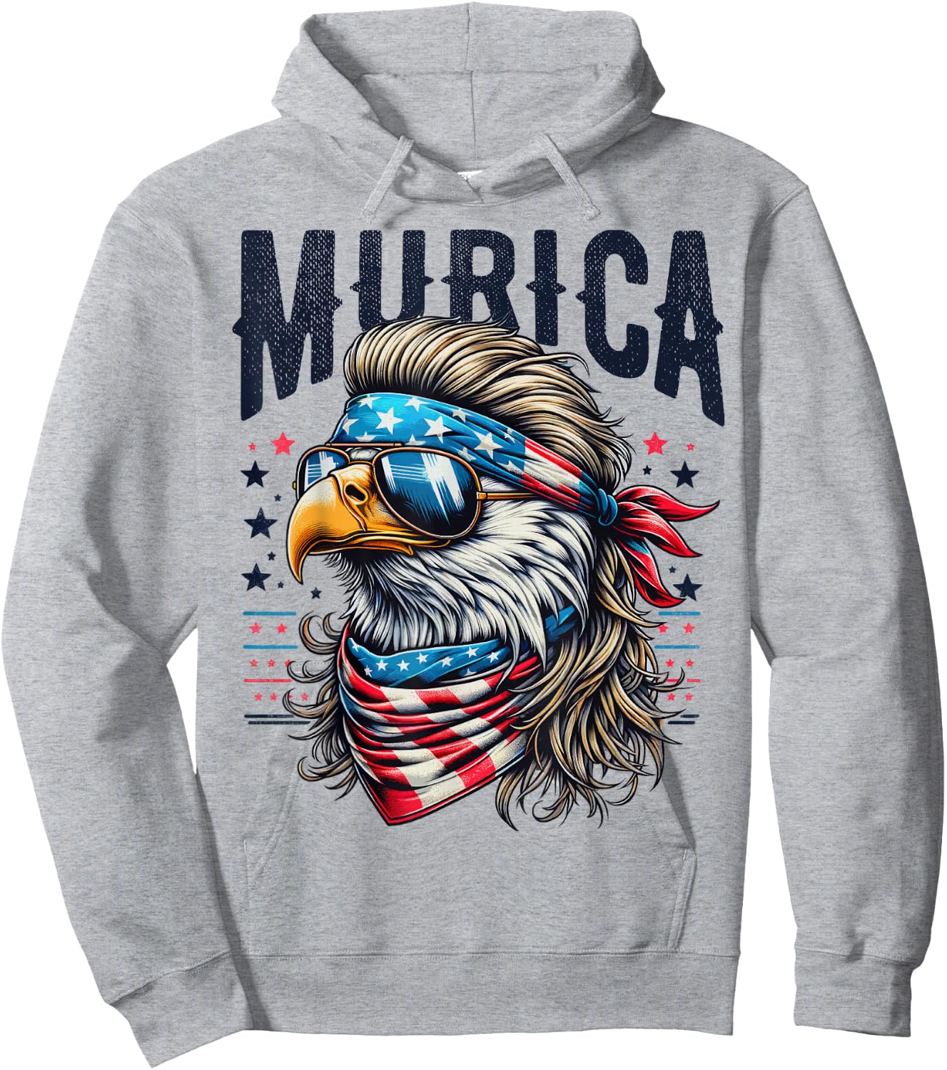 4th of July Patriotic Funny Eagle July 4th USA Murica Hoodie - Hoodie | Ash