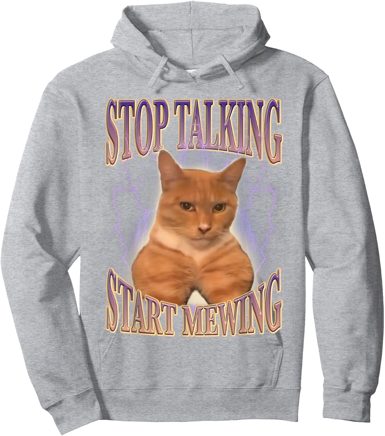 Stop Talking, Start Mewing Funny Cat Meme Men Women Kids Hoodie - Hoodie | Ash