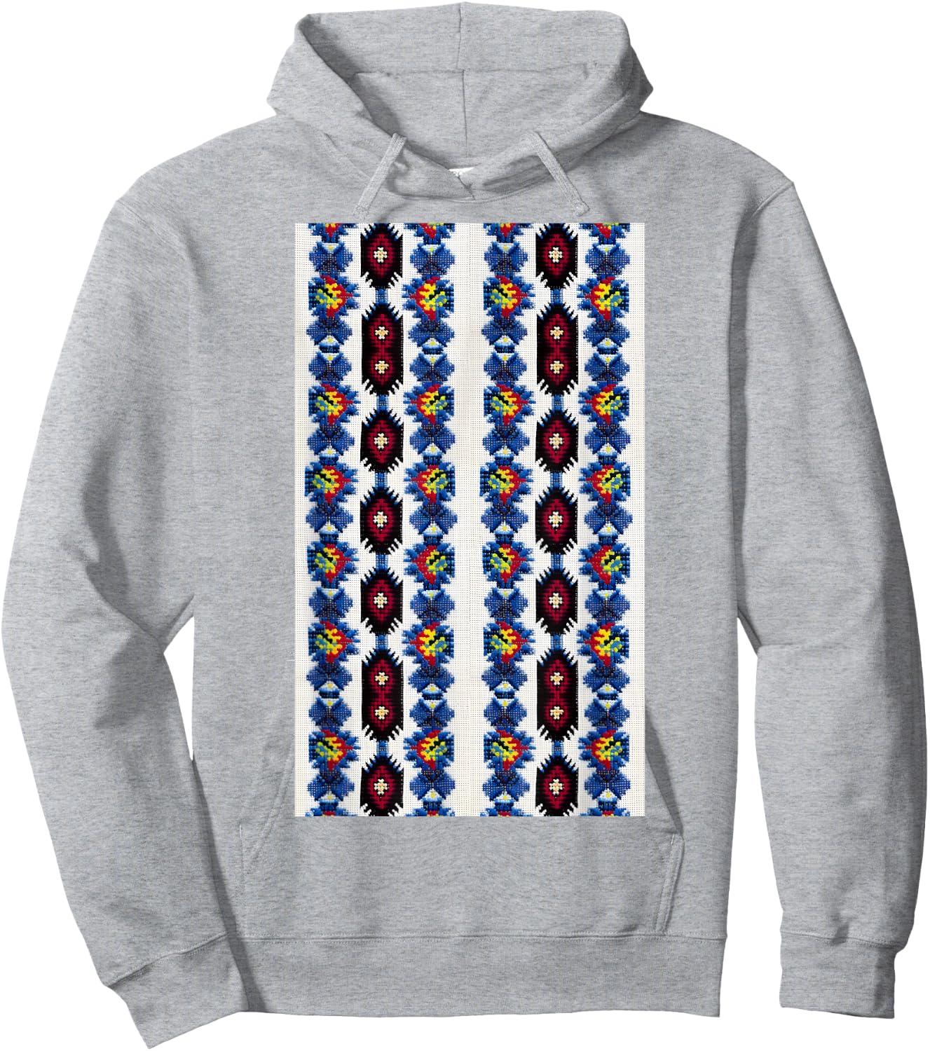 Vintage Ukrainian Vyshyvanka Style Retro Geometric Pattern Hoodie - Hoodie | Ash
